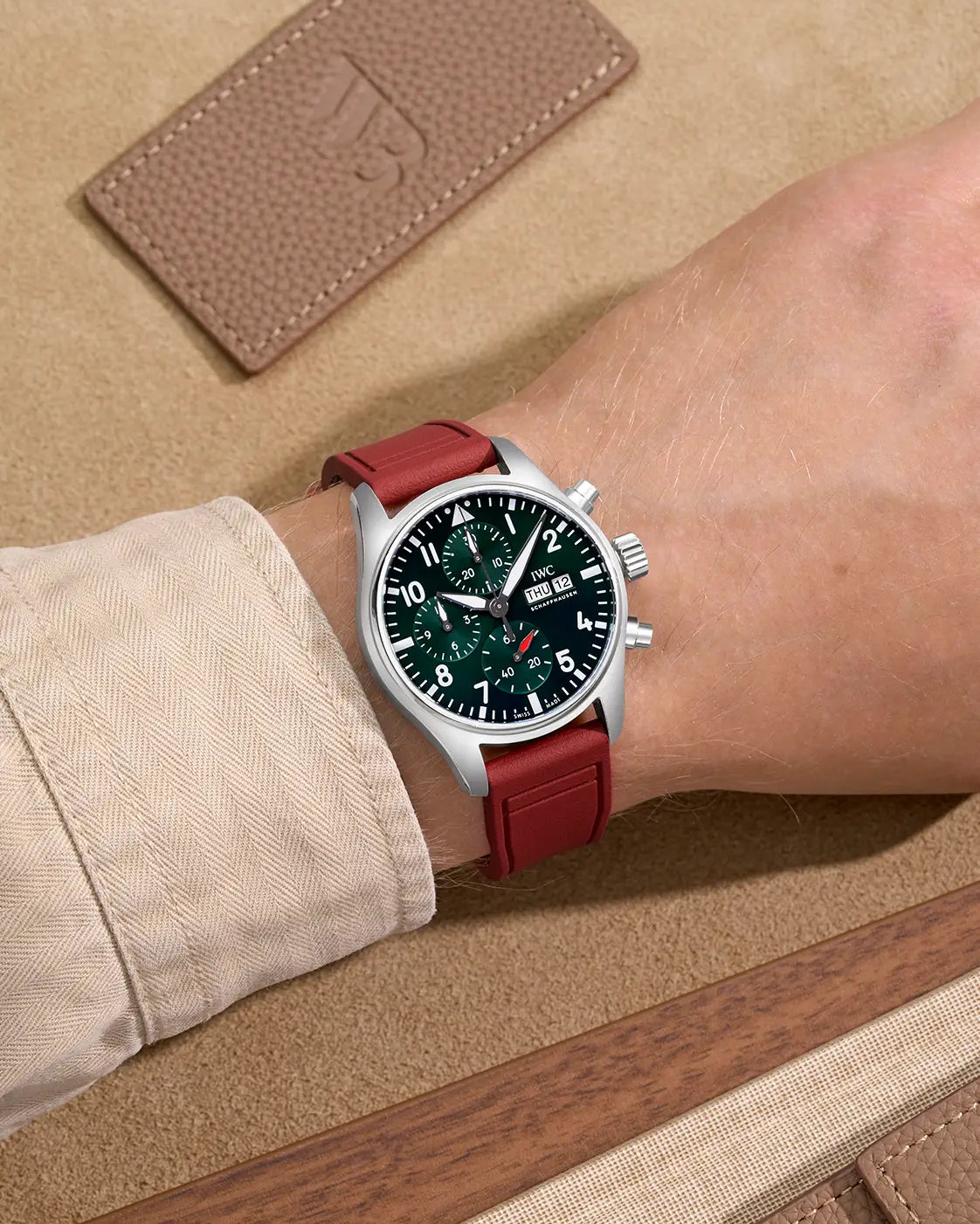 Burgundy IWC Rubber Strap on Big Pilot Watch – Sophisticated & Comfortable Fit