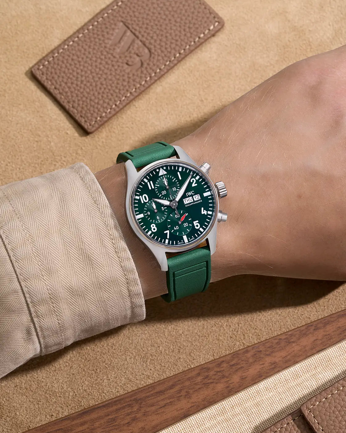 IWC Military Green Rubber Strap on Big Pilot Watch – Waterproof & Secure Fit