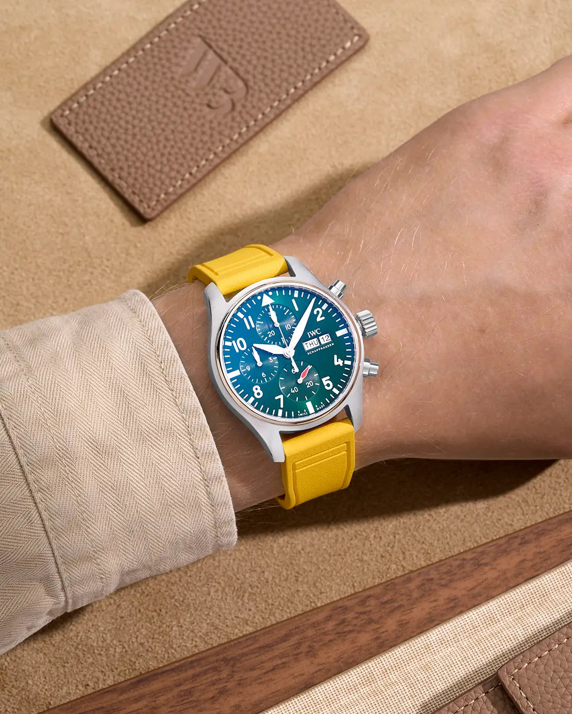 IWC Yellow Rubber Strap on IWC Big Pilot Watch – Bold & Sweat-Resistant