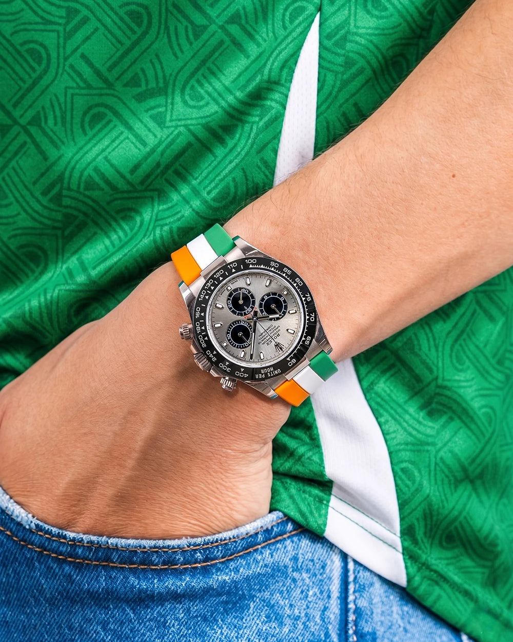 Ireland Flag Watch Strap football wrist shot