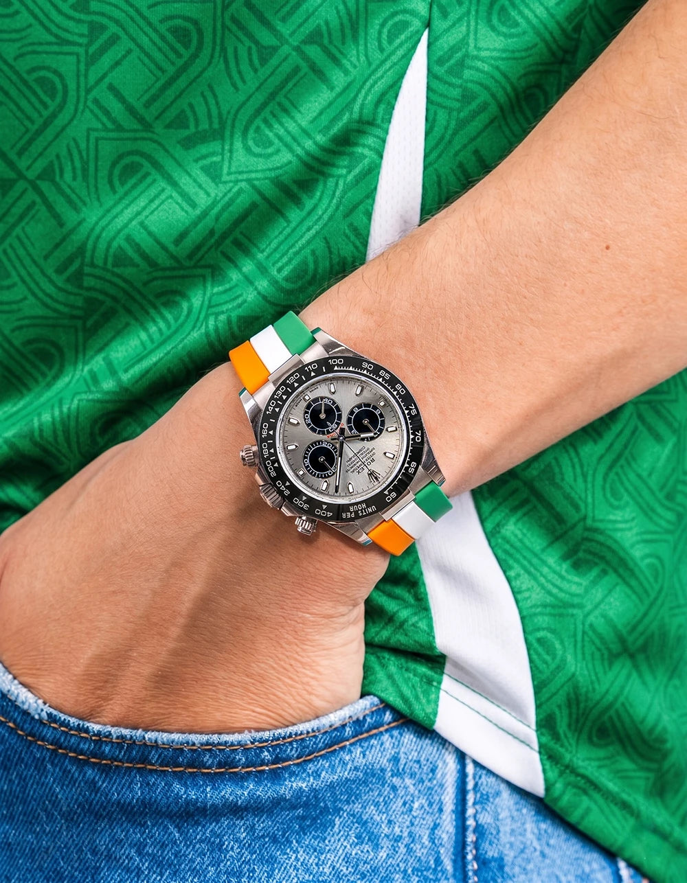 Ireland Flag Watch Strap football wrist shot