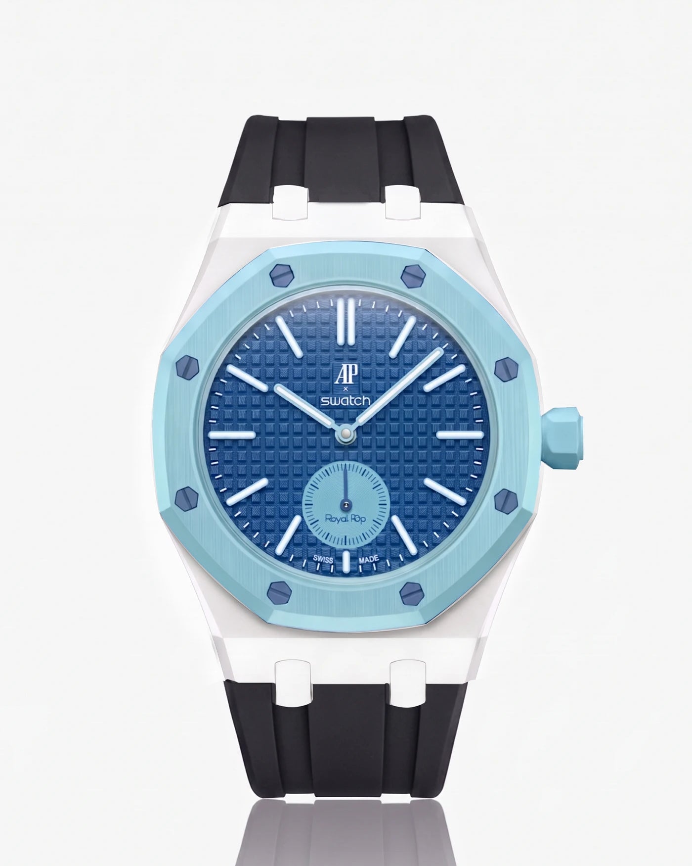 combo::white::rubber-strap-for-ap-x-swatch-royal-pop-black