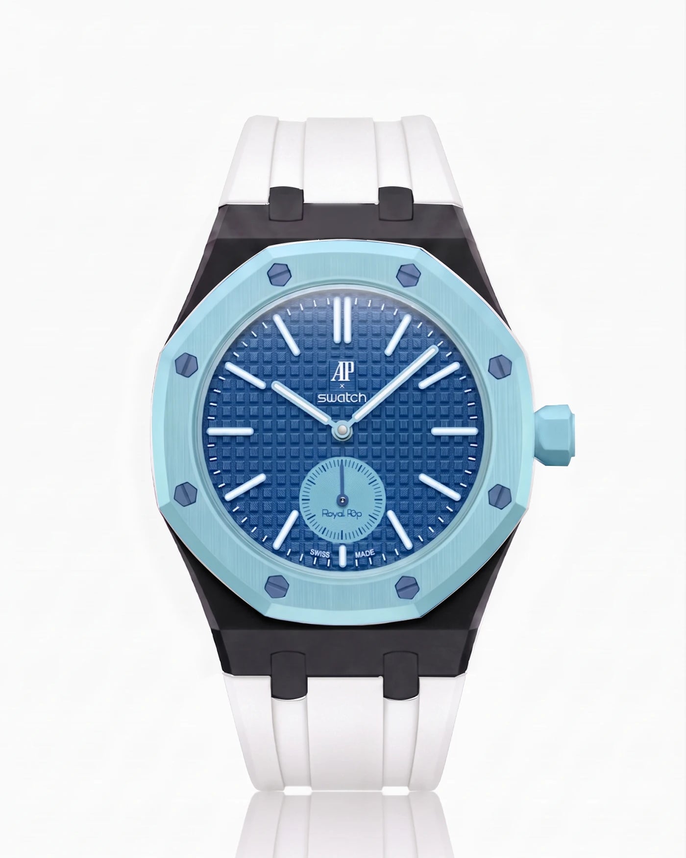 combo::black::rubber-strap-for-ap-x-swatch-royal-pop-white