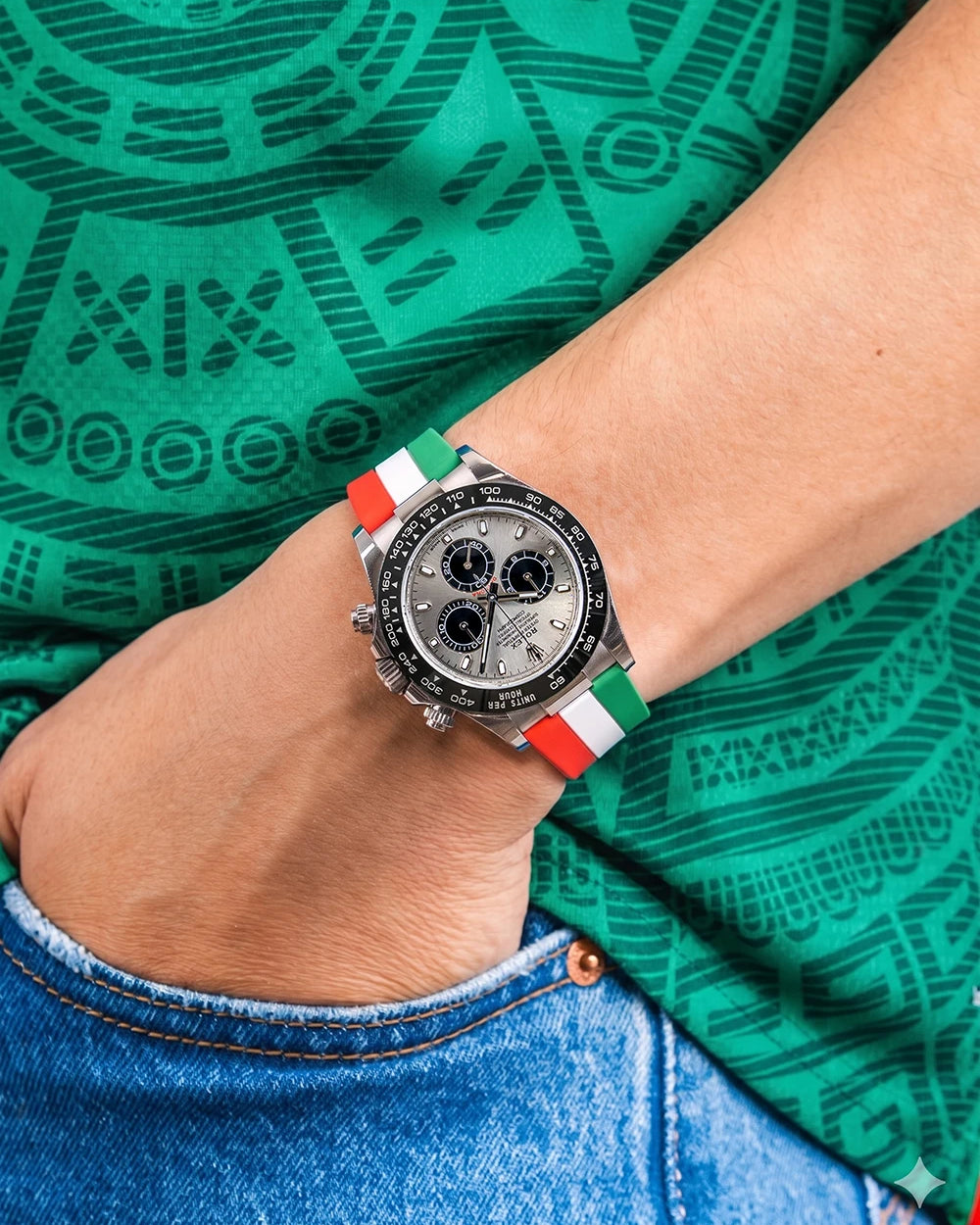 Mexico Flag Watch Strap football wrist shot