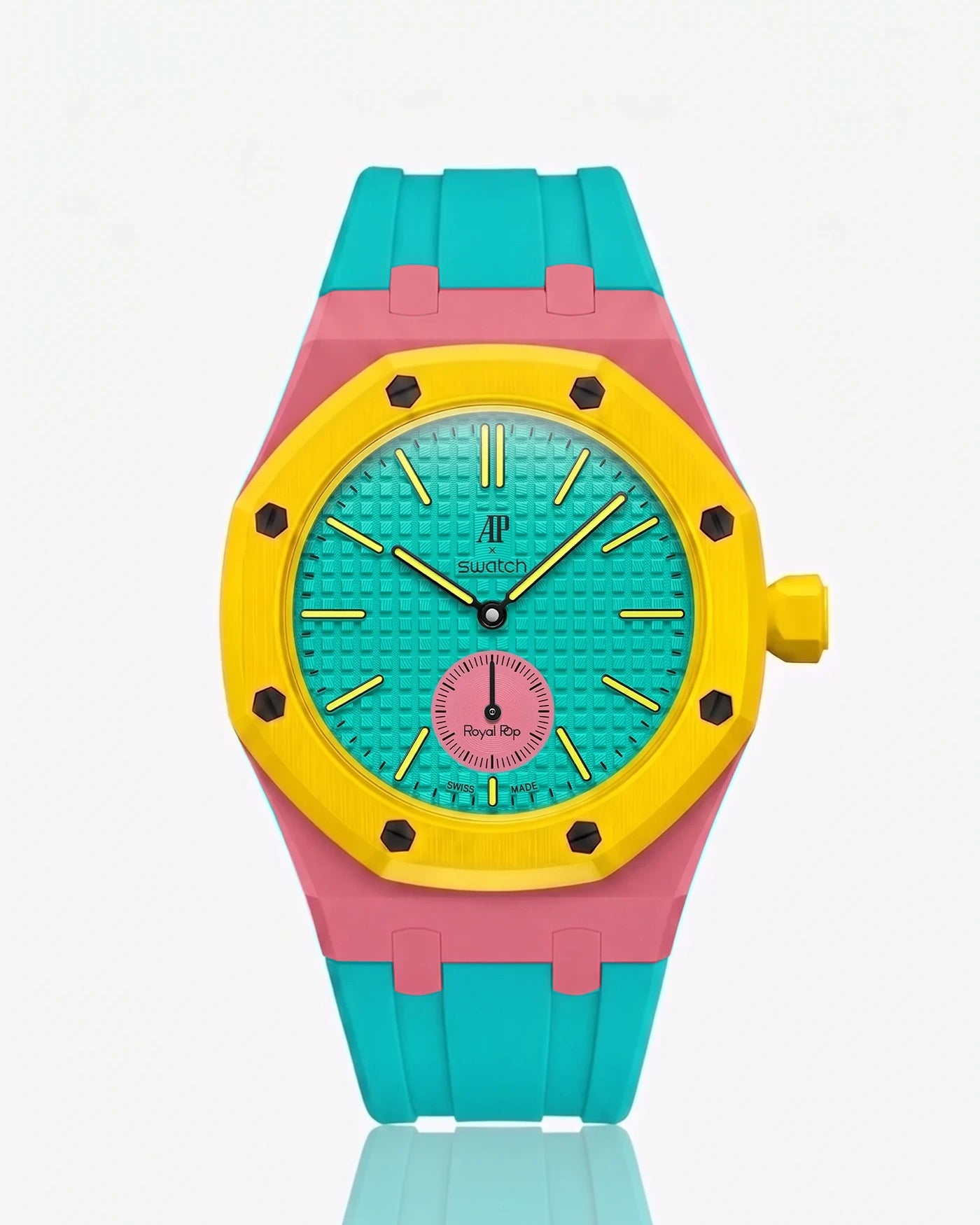 combo::otg-pink::rubber-strap-for-ap-x-swatch-royal-pop-turquoise