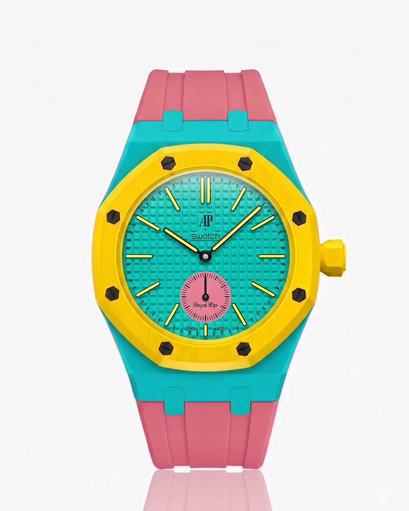 combo::turquoise::rubber-strap-for-ap-x-swatch-royal-pop-otg-pink