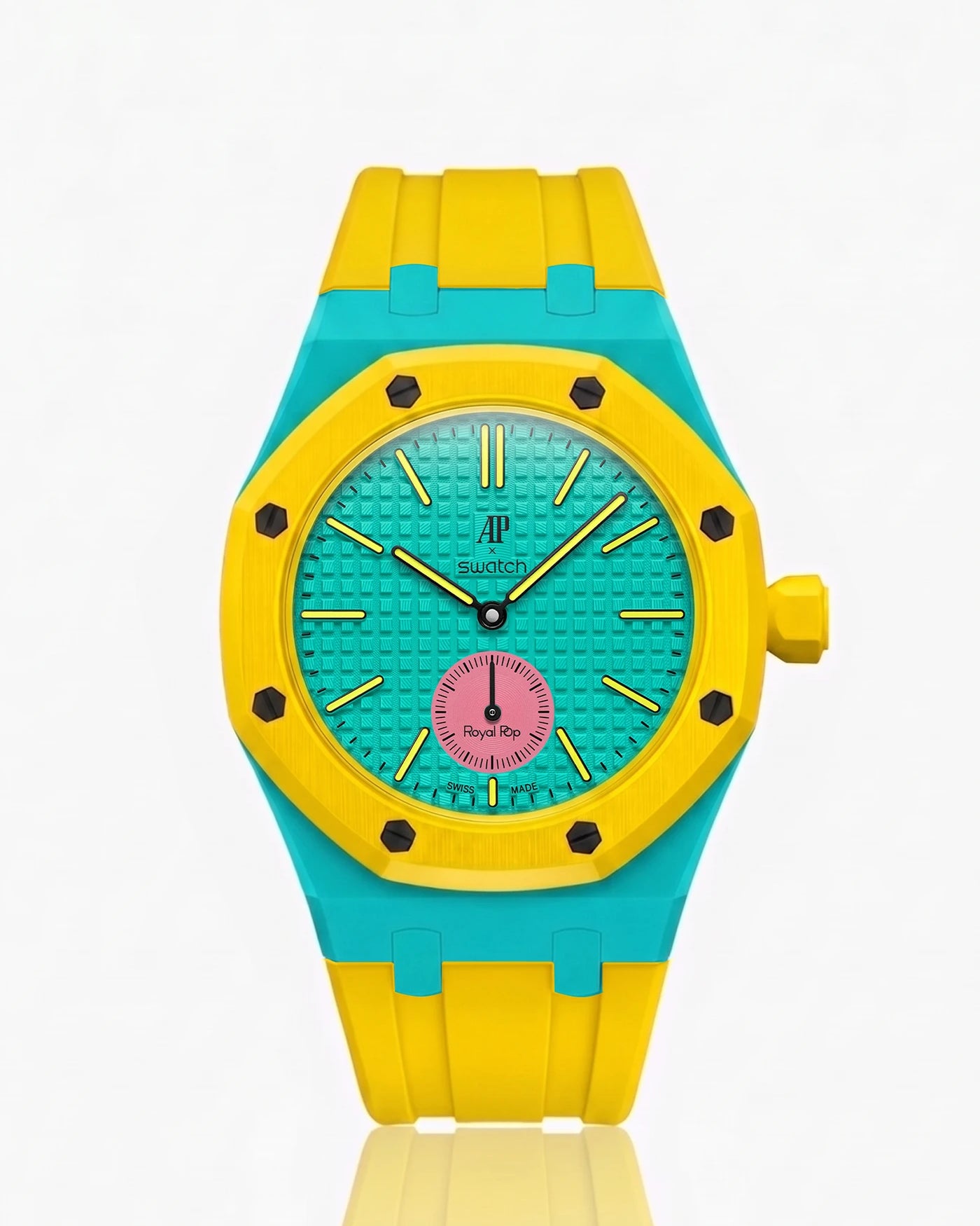 combo::turquoise::rubber-strap-for-ap-x-swatch-royal-pop-yellow