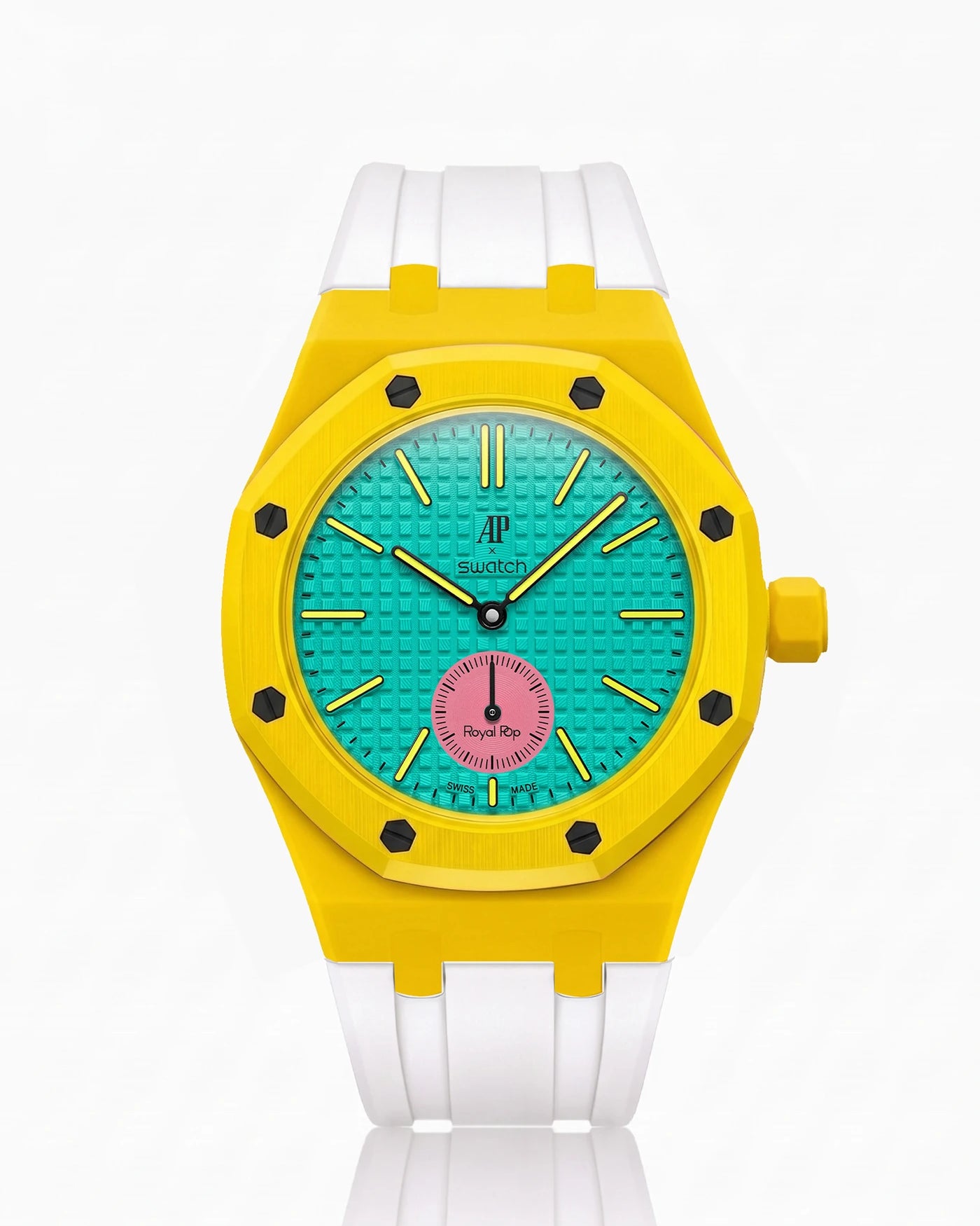 combo::yellow::rubber-strap-for-ap-x-swatch-royal-pop-white