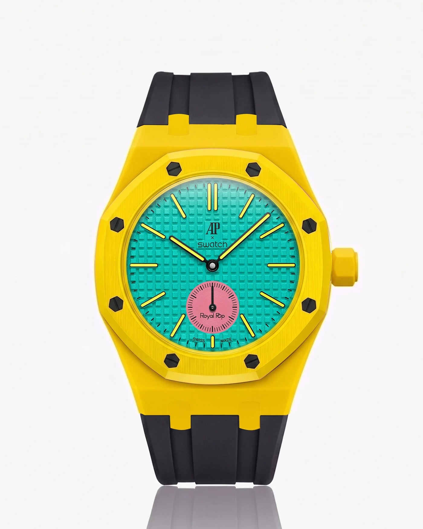 combo::yellow::rubber-strap-for-ap-x-swatch-royal-pop-black