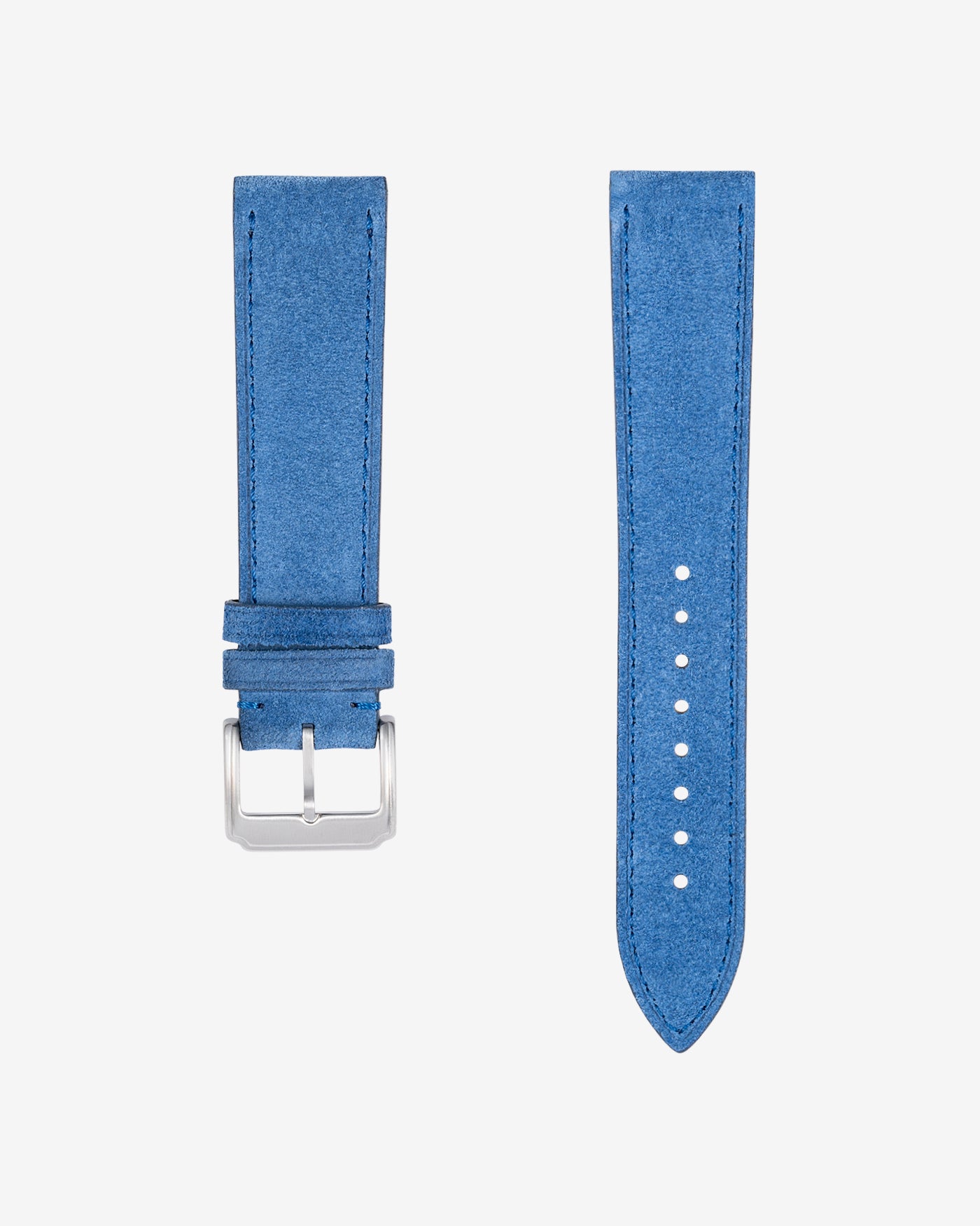 Ocean Blue suede leather strap for Omega X Swatch Mission to the Moonphase Full Moon – product image showing both strap parts