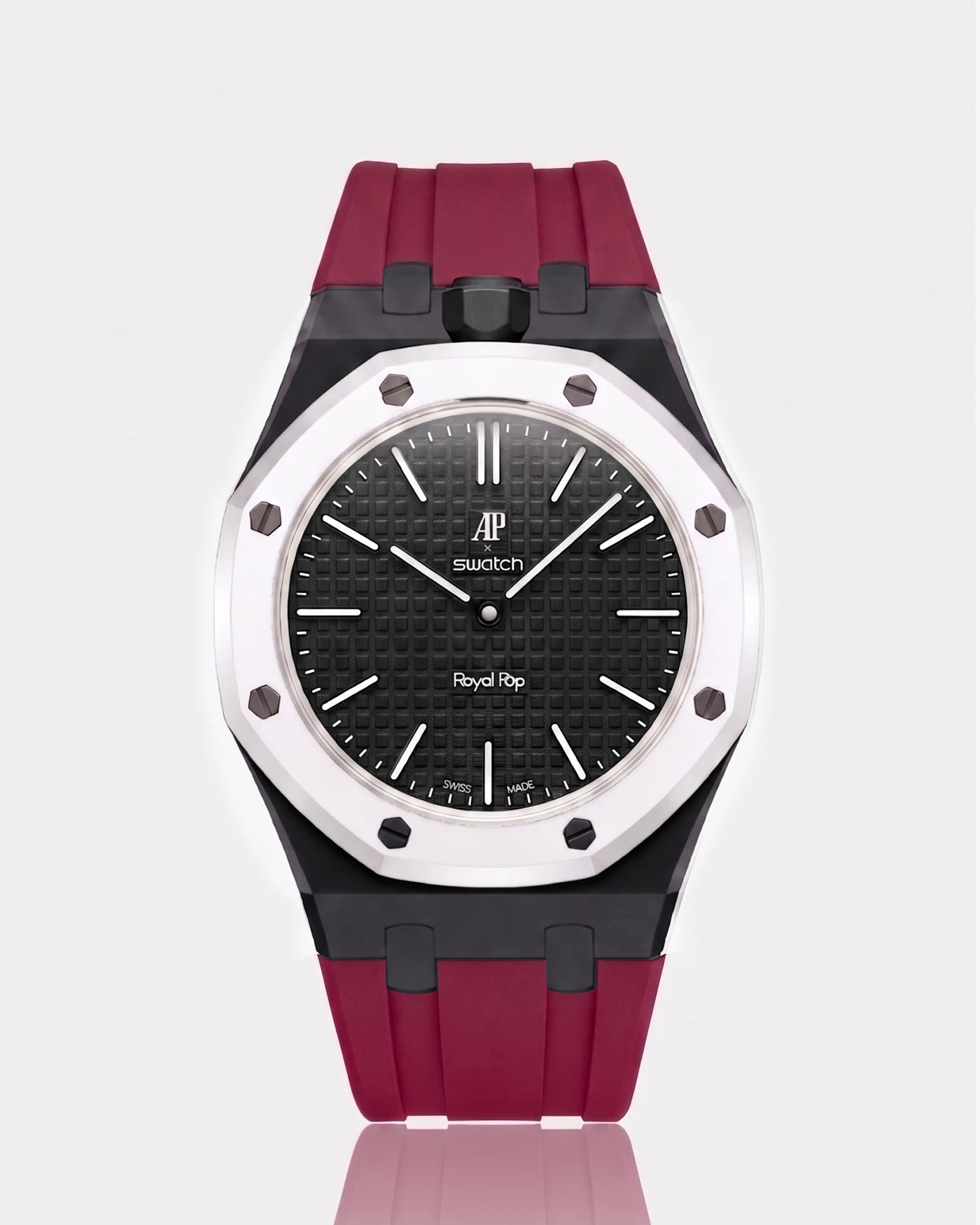 combo::black::rubber-strap-for-ap-x-swatch-royal-pop-dark-pink