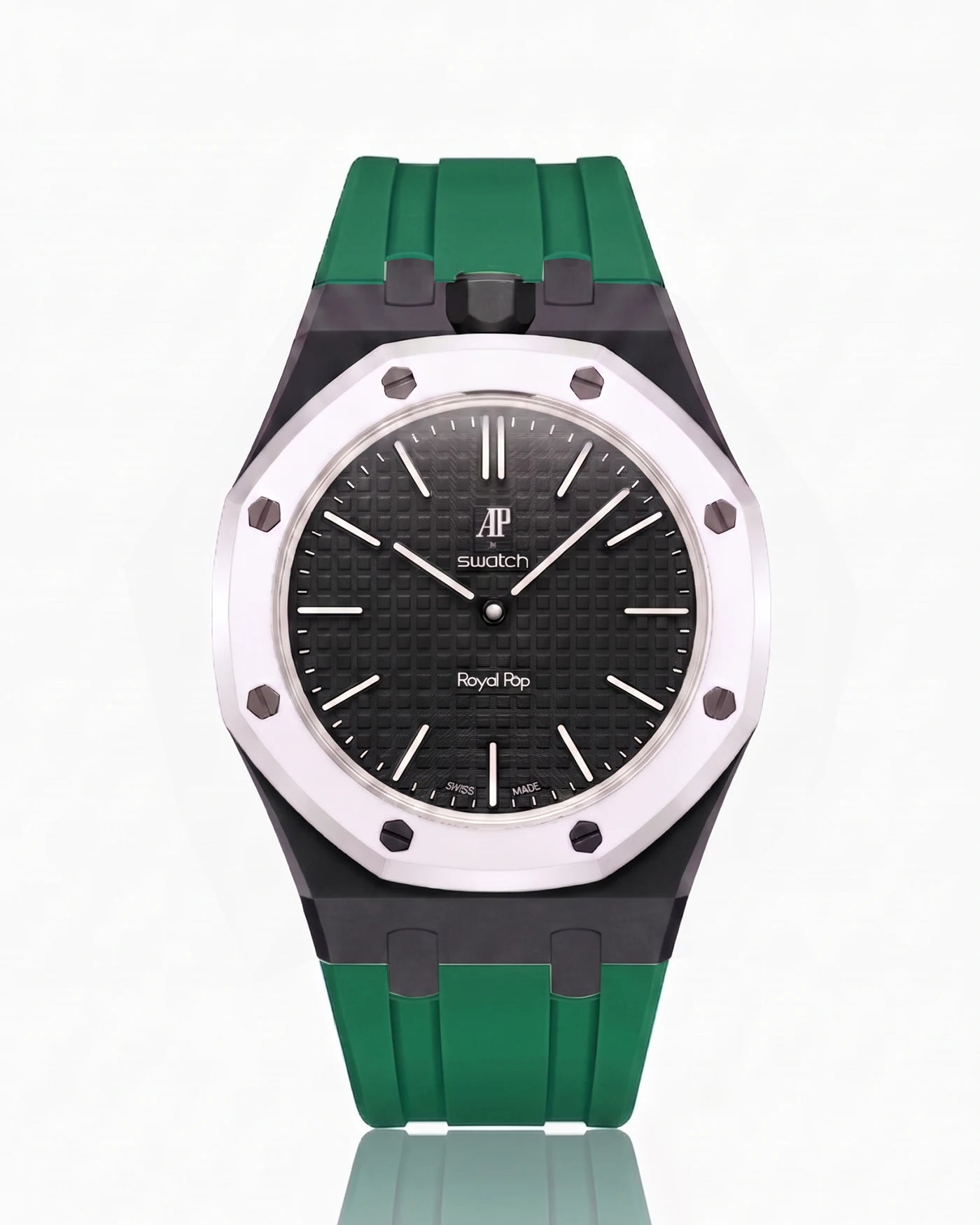 combo::black::rubber-strap-for-ap-x-swatch-royal-pop-green