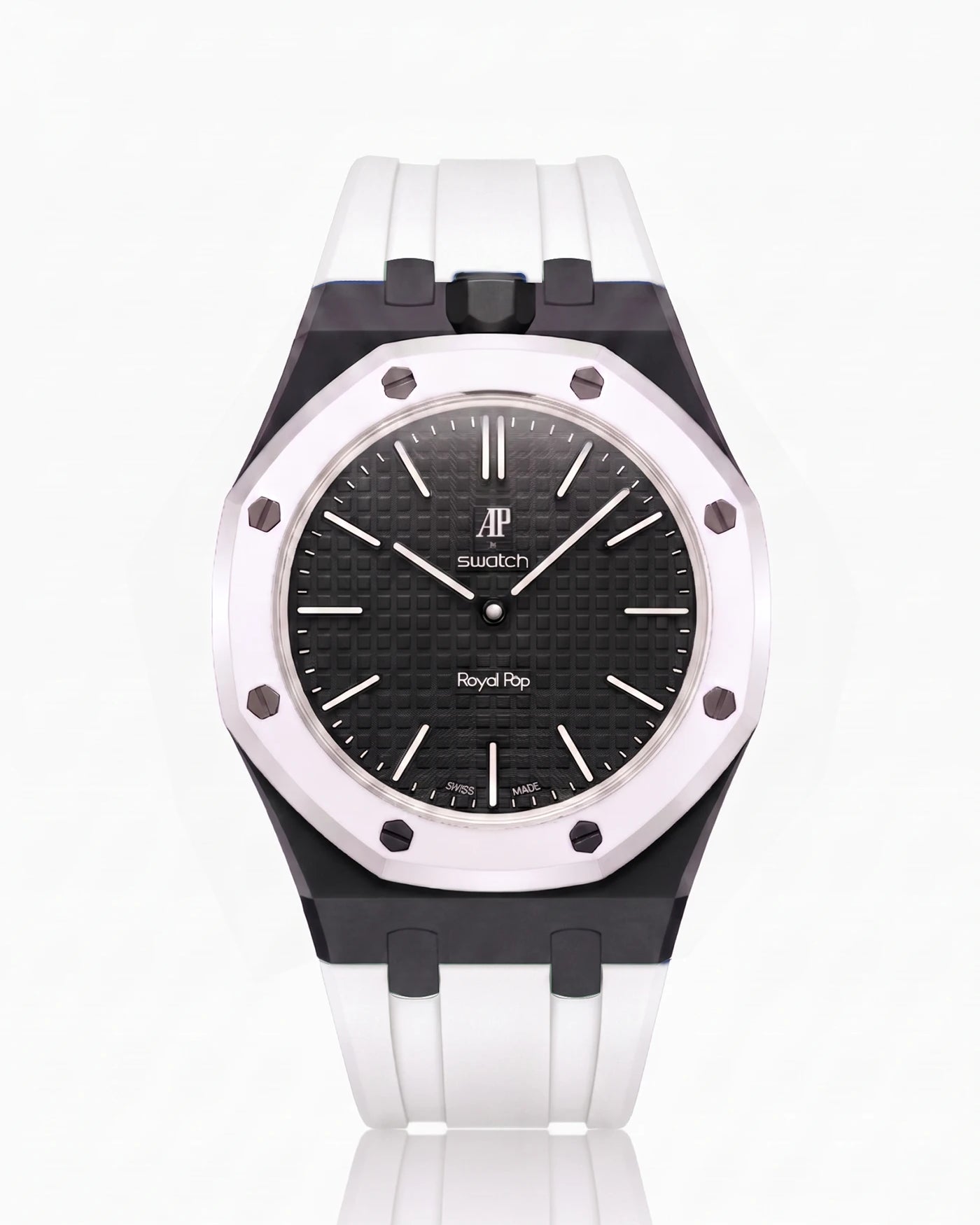 combo::black::rubber-strap-for-ap-x-swatch-royal-pop-white