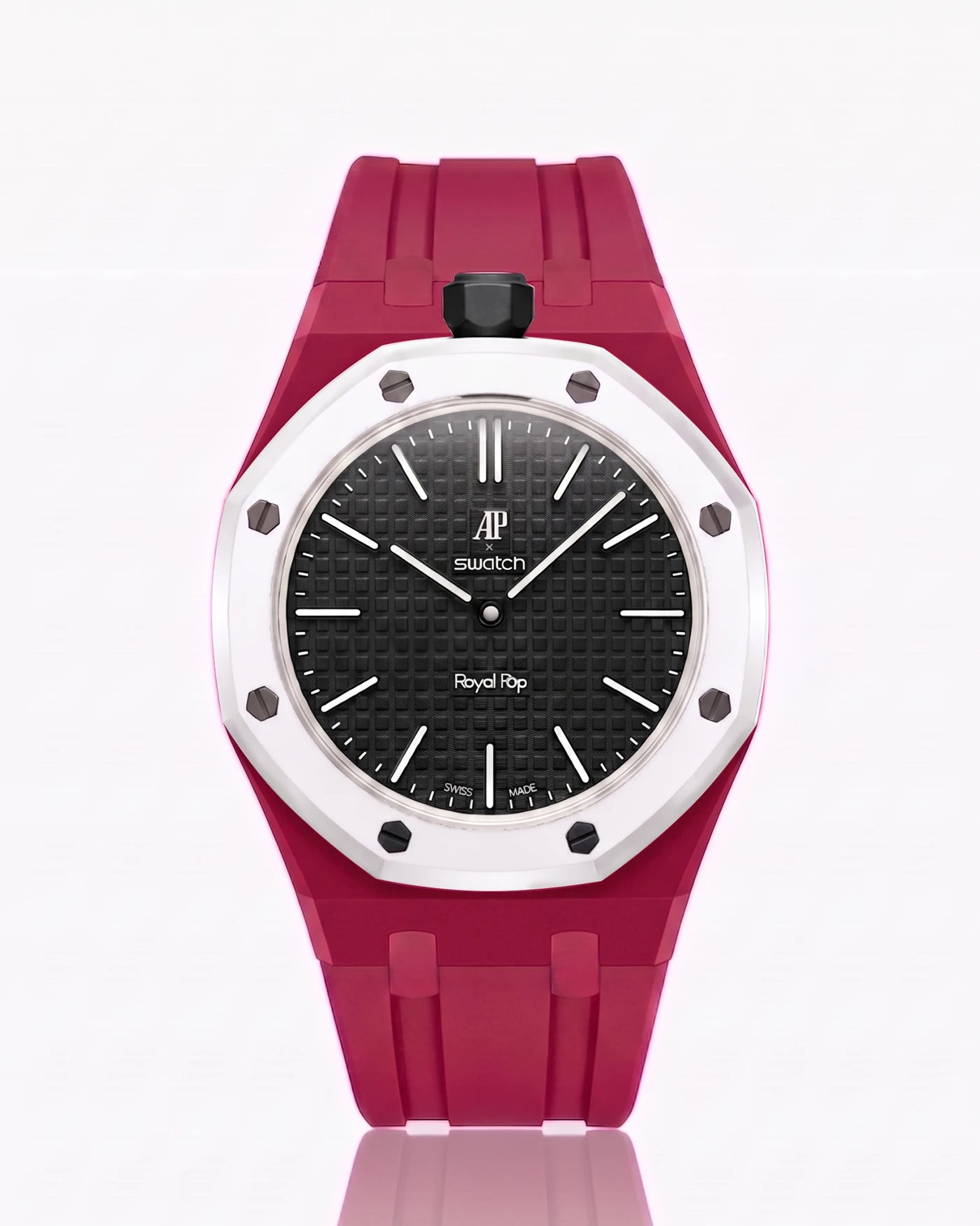 combo::dark-pink::rubber-strap-for-ap-x-swatch-royal-pop-dark-pink