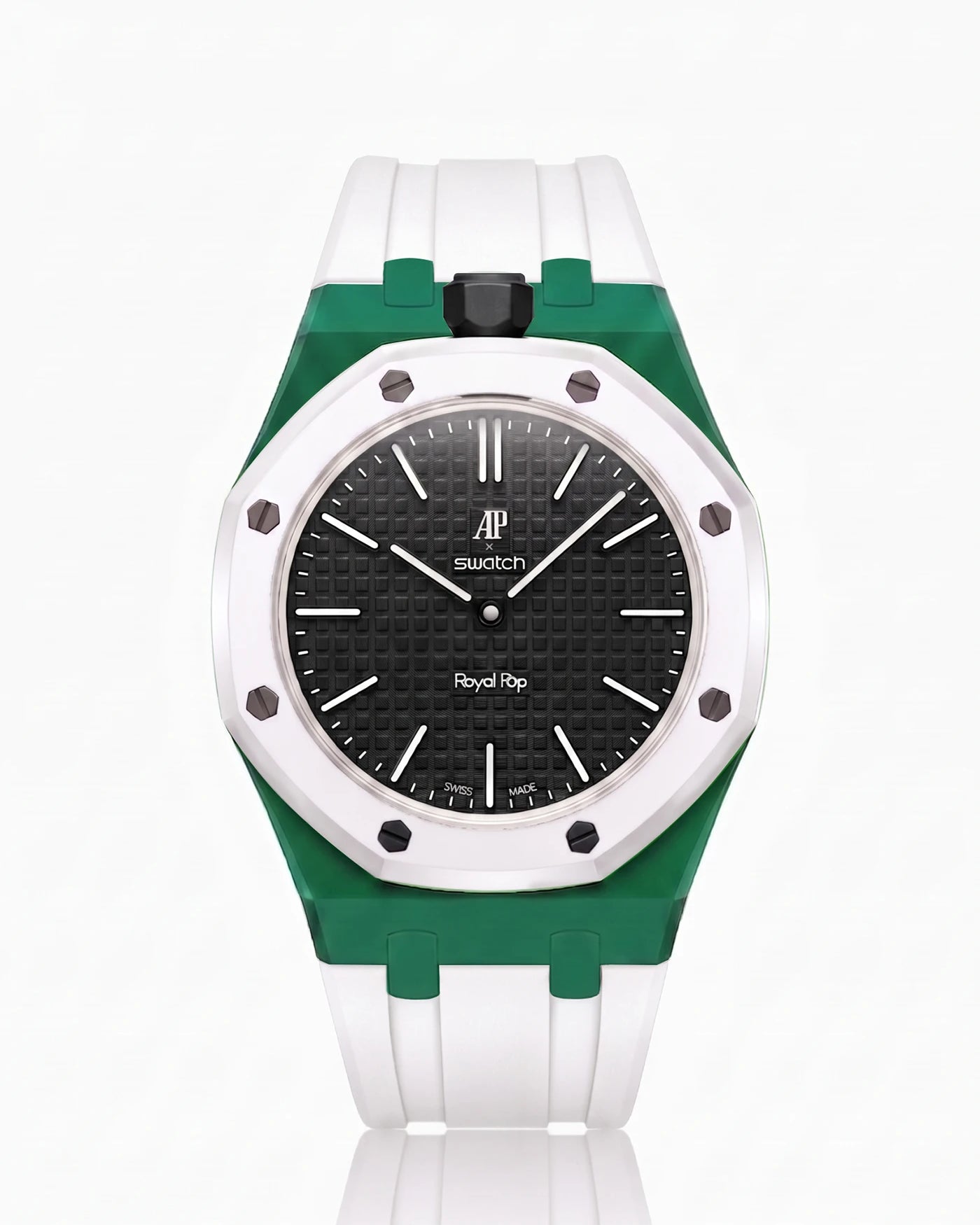 combo::green::rubber-strap-for-ap-x-swatch-royal-pop-white