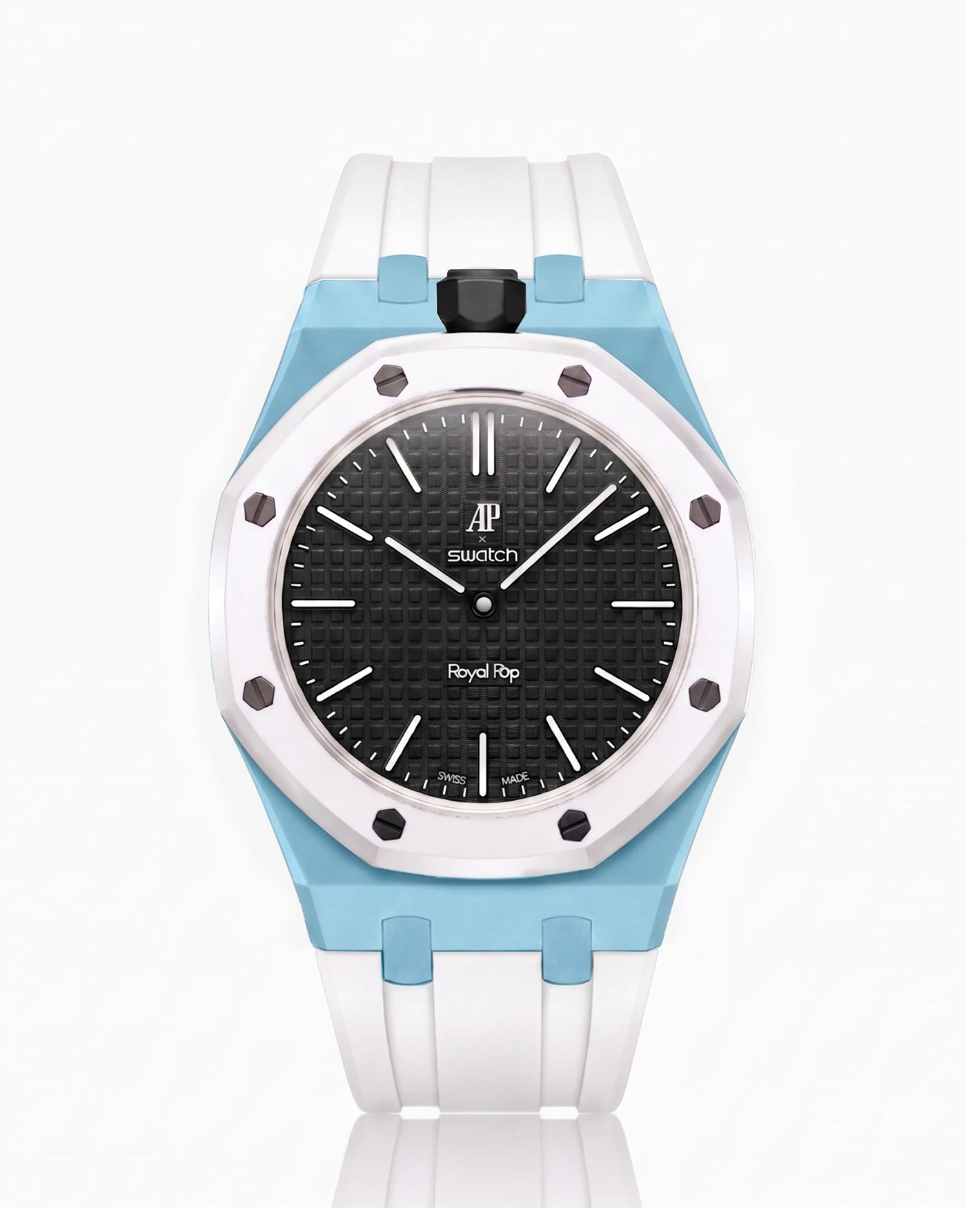 combo::light-blue::rubber-strap-for-ap-x-swatch-royal-pop-white