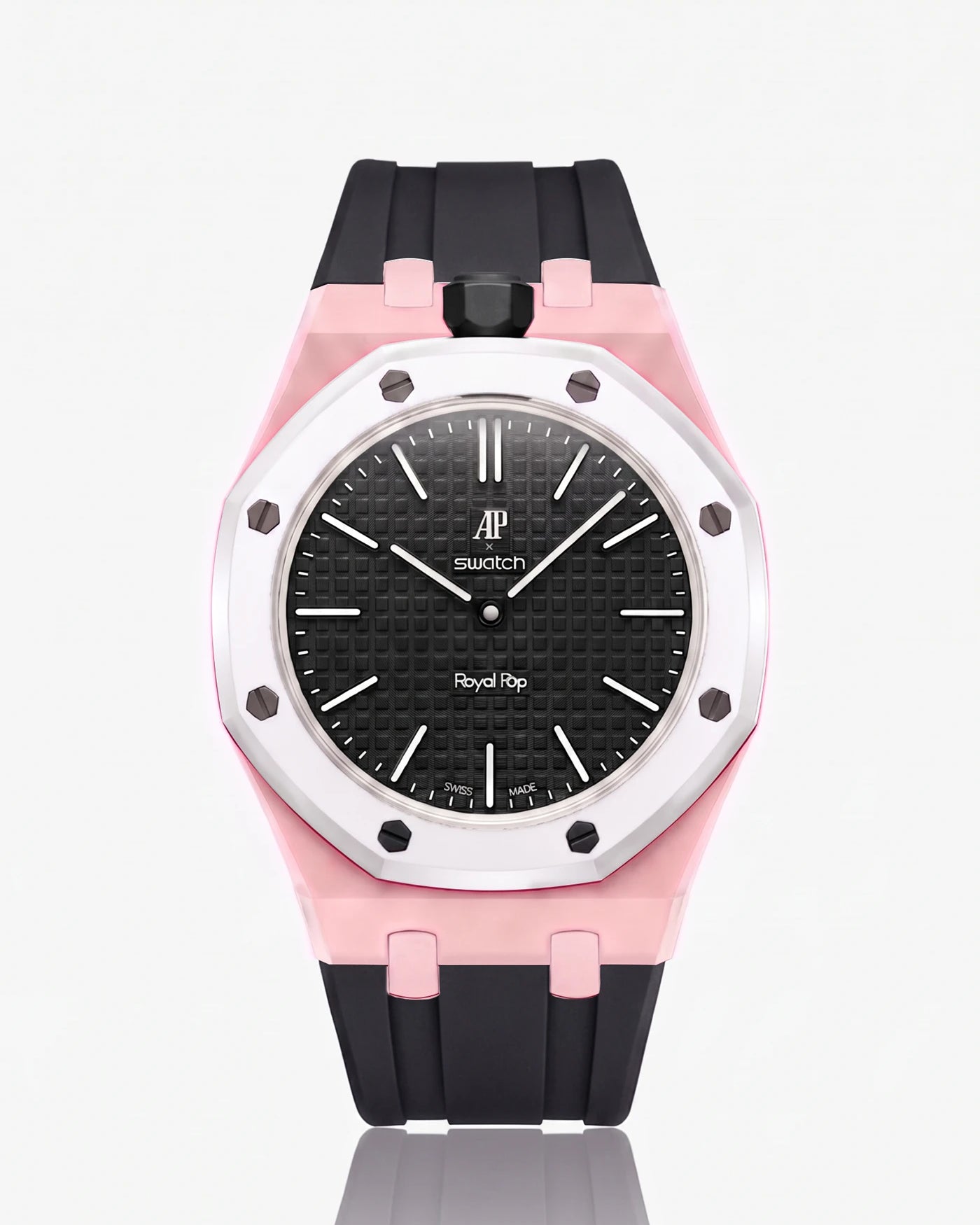 combo::pink::rubber-strap-for-ap-x-swatch-royal-pop-black