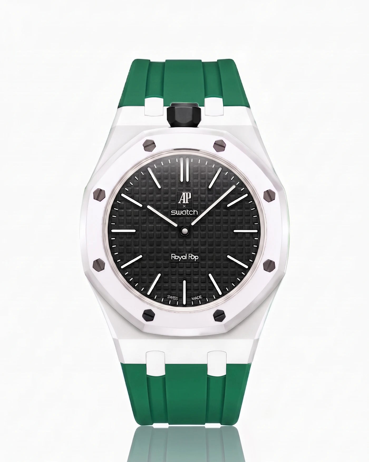 combo::white::rubber-strap-for-ap-x-swatch-royal-pop-green