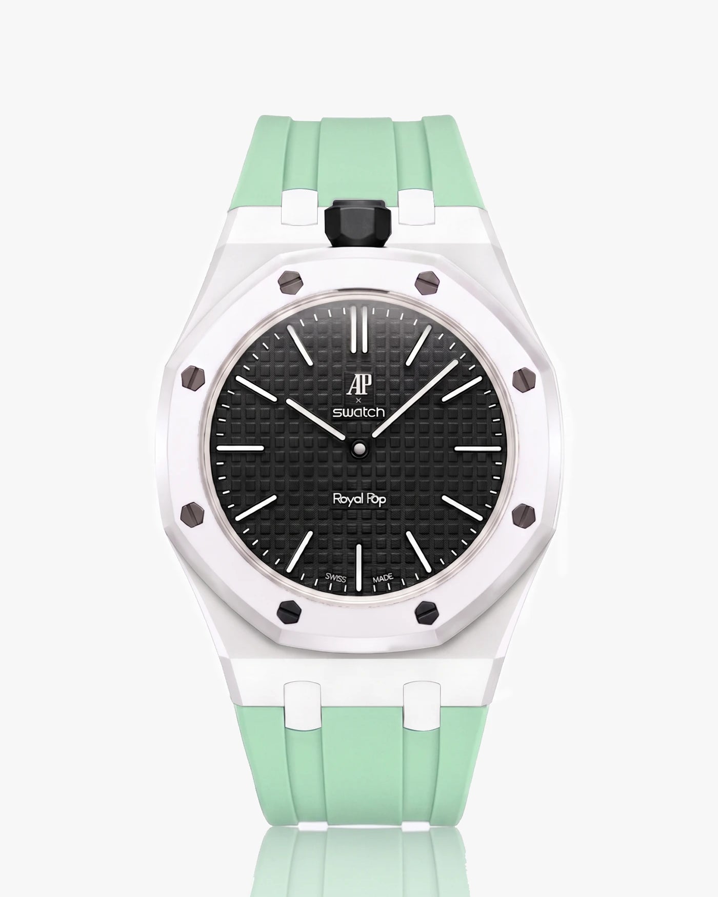 combo::white::rubber-strap-for-ap-x-swatch-royal-pop-mint