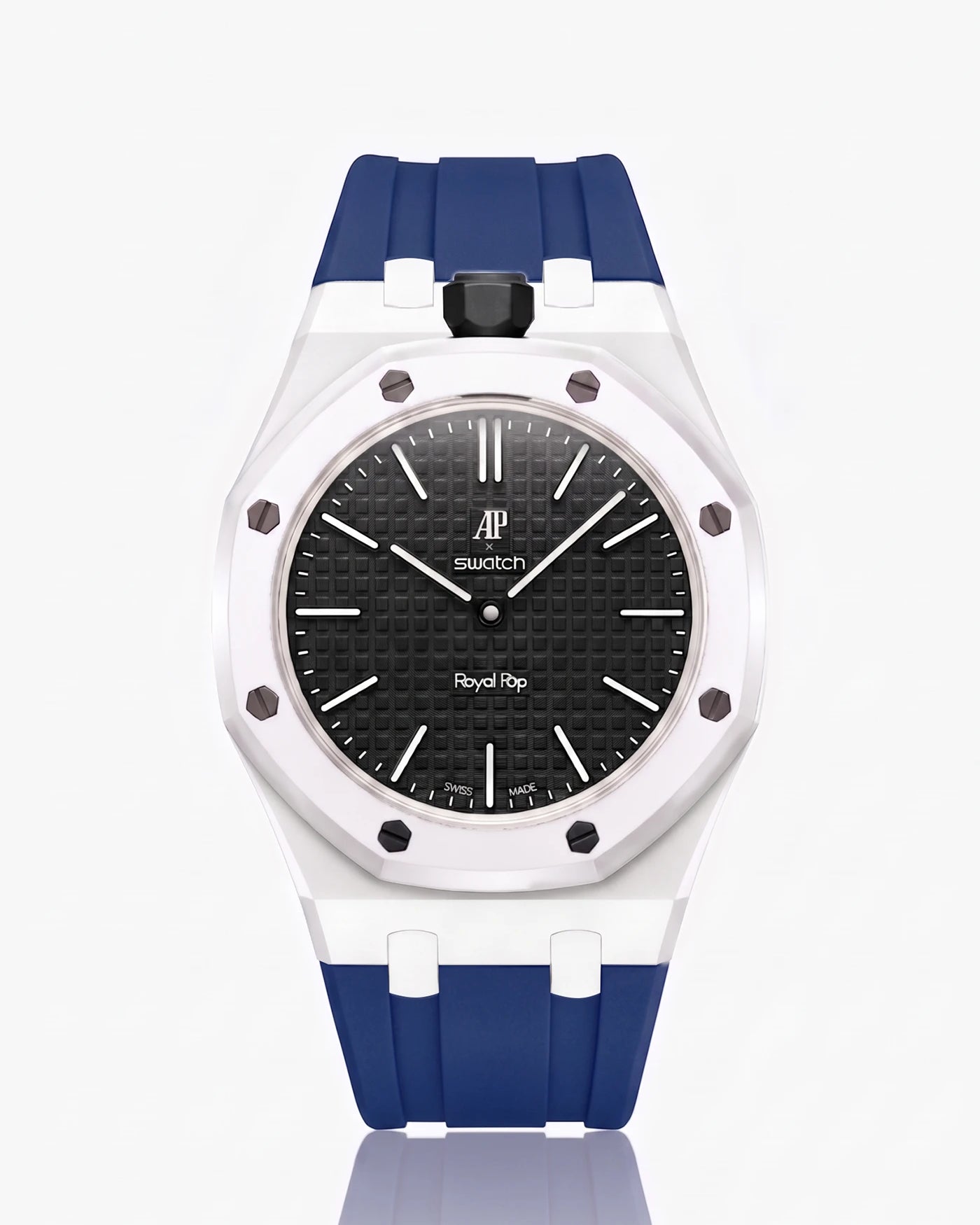 combo::white::rubber-strap-for-ap-x-swatch-royal-pop-navy-blue