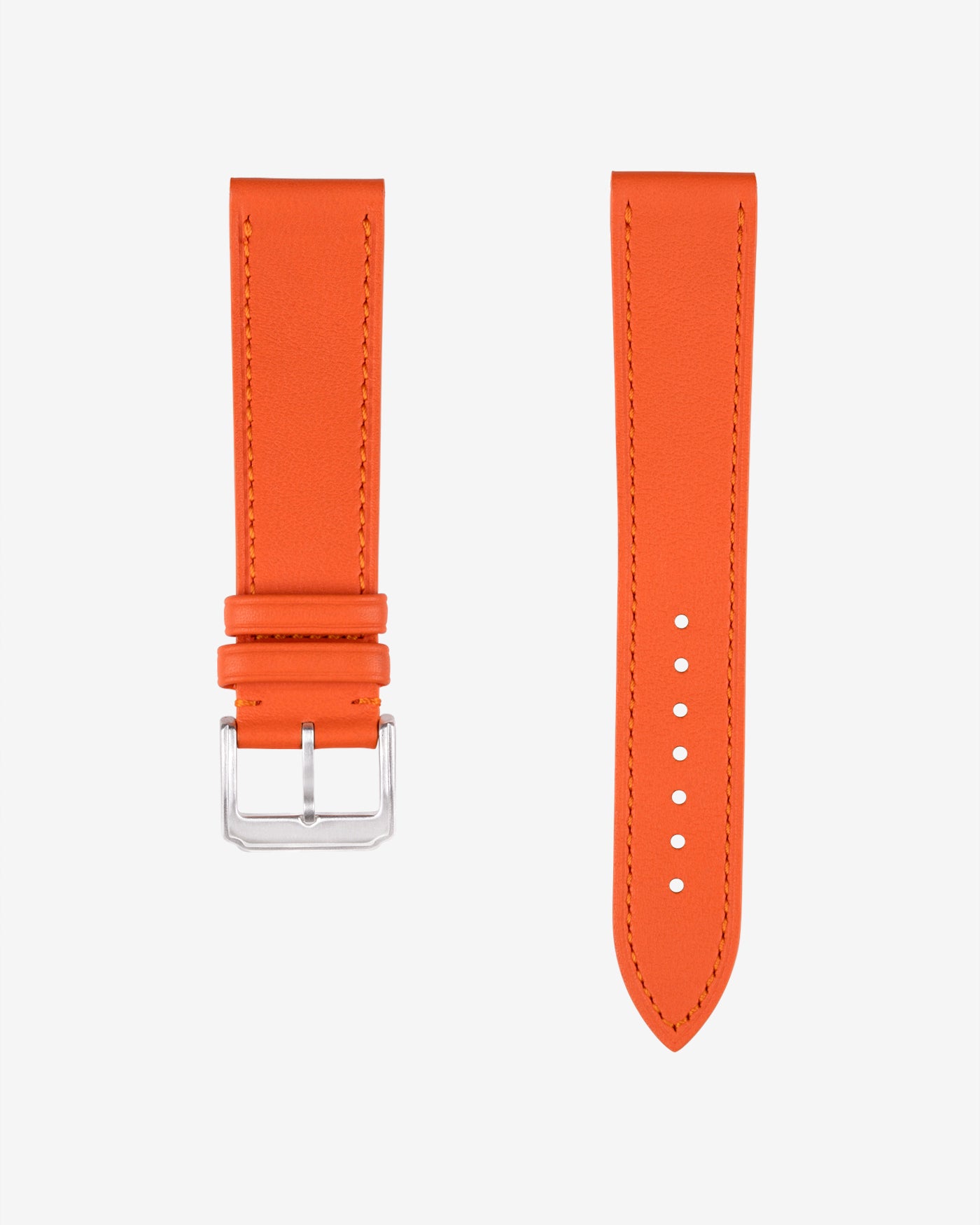Orange cowhide leather strap for Omega X Swatch Mission on Earth Lava – product image showing both strap parts