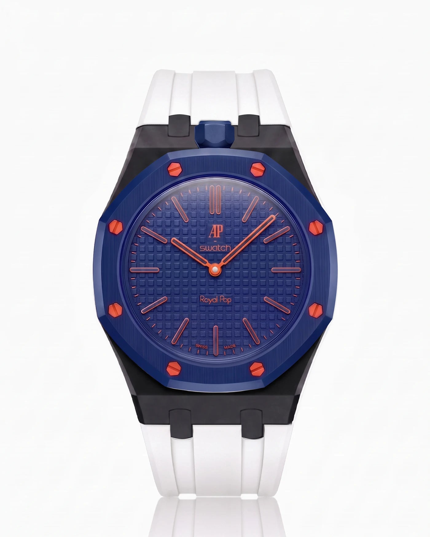 combo::black::rubber-strap-for-ap-x-swatch-royal-pop-white