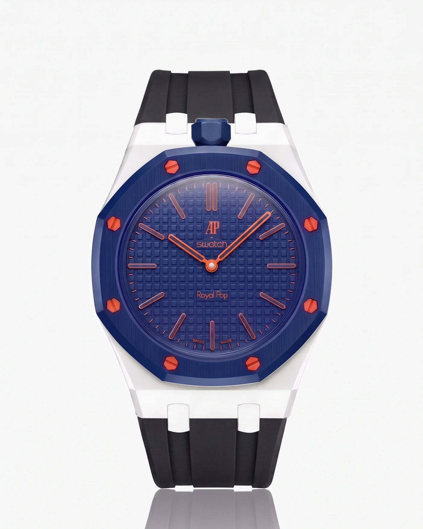 combo::white::rubber-strap-for-ap-x-swatch-royal-pop-black