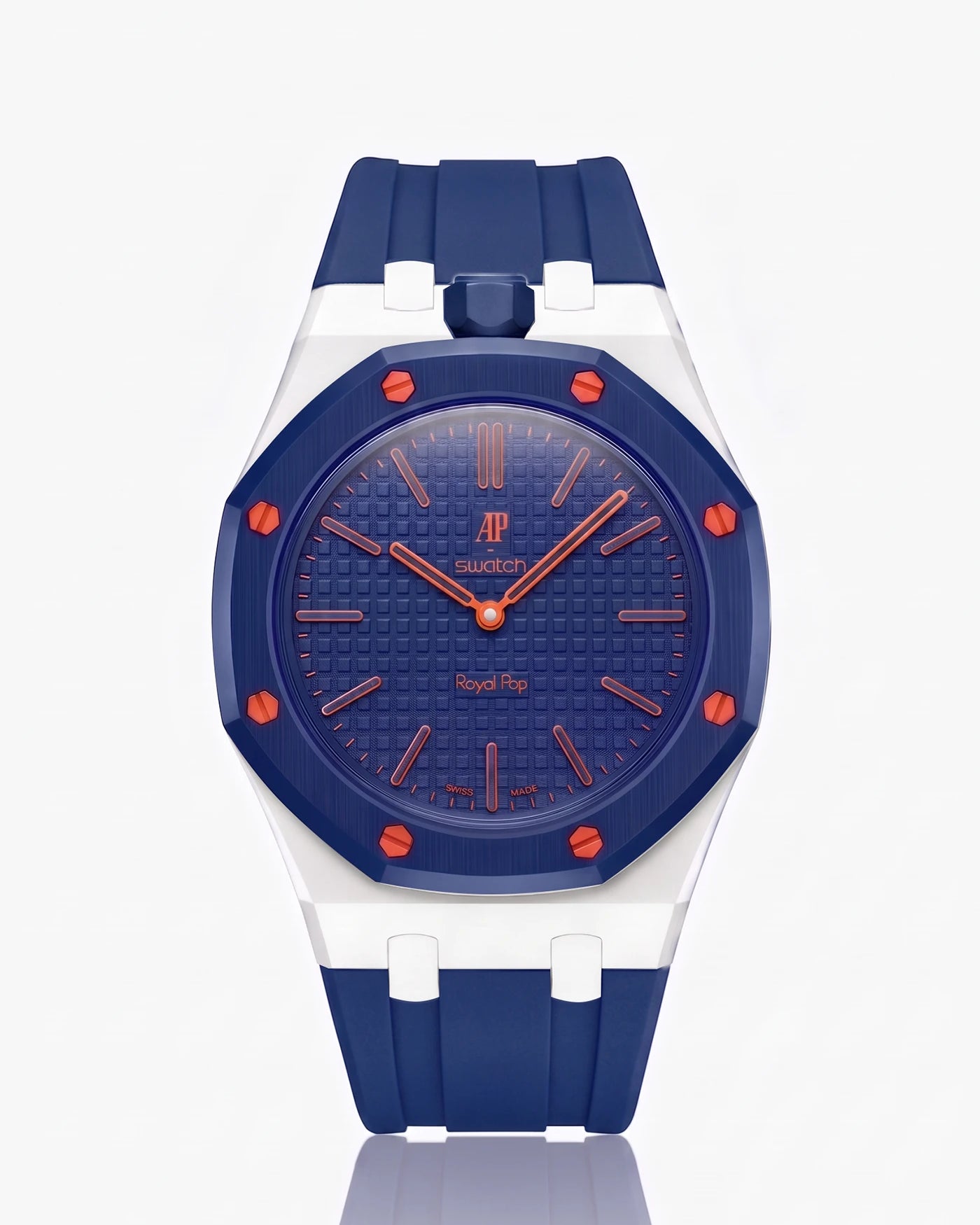 combo::white::rubber-strap-for-ap-x-swatch-royal-pop-navy-blue