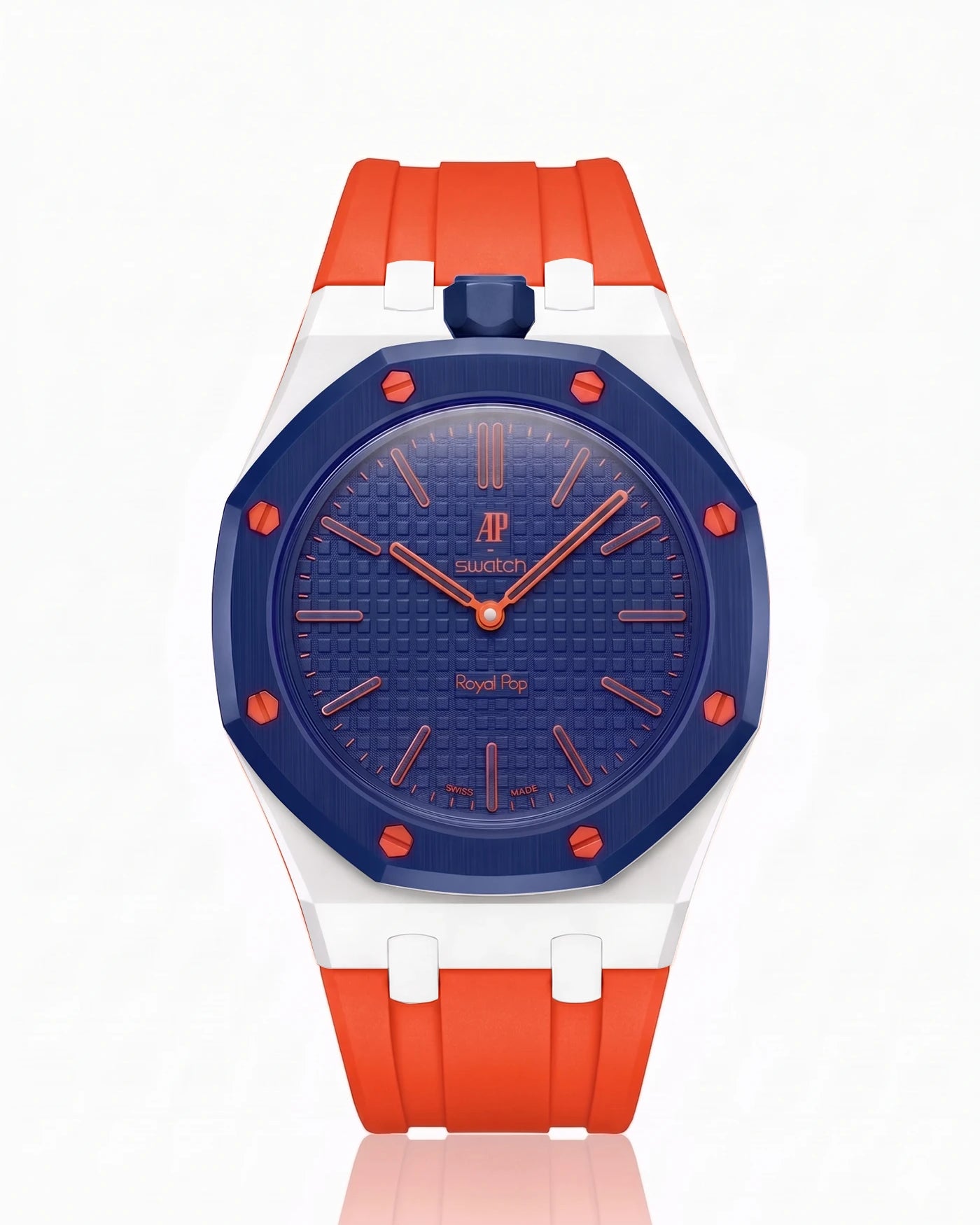 combo::white::rubber-strap-for-ap-x-swatch-royal-pop-orenji-orange