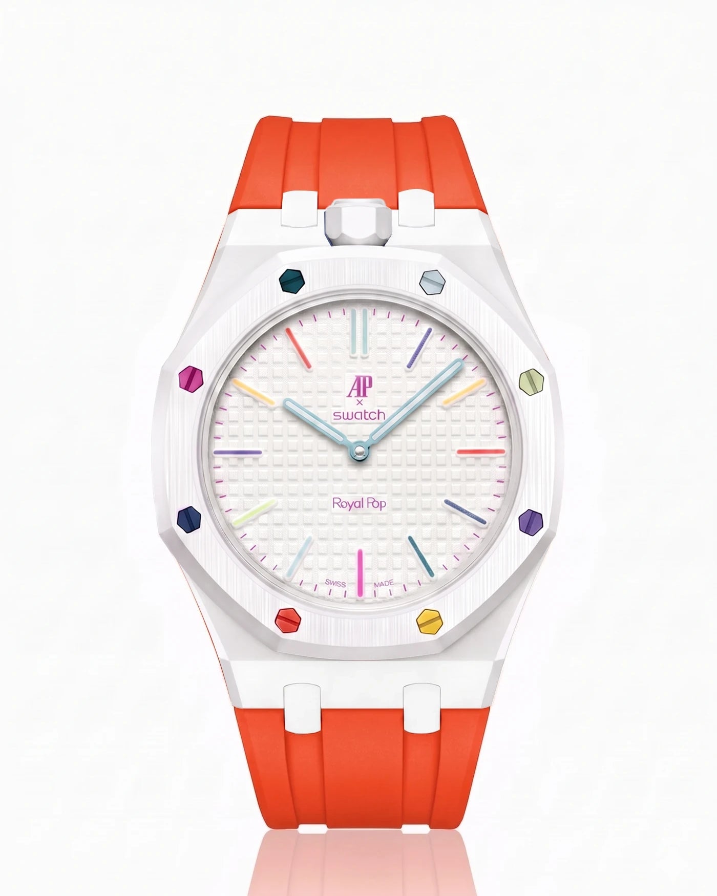 combo::white::rubber-strap-for-ap-x-swatch-royal-pop-orenji-orange