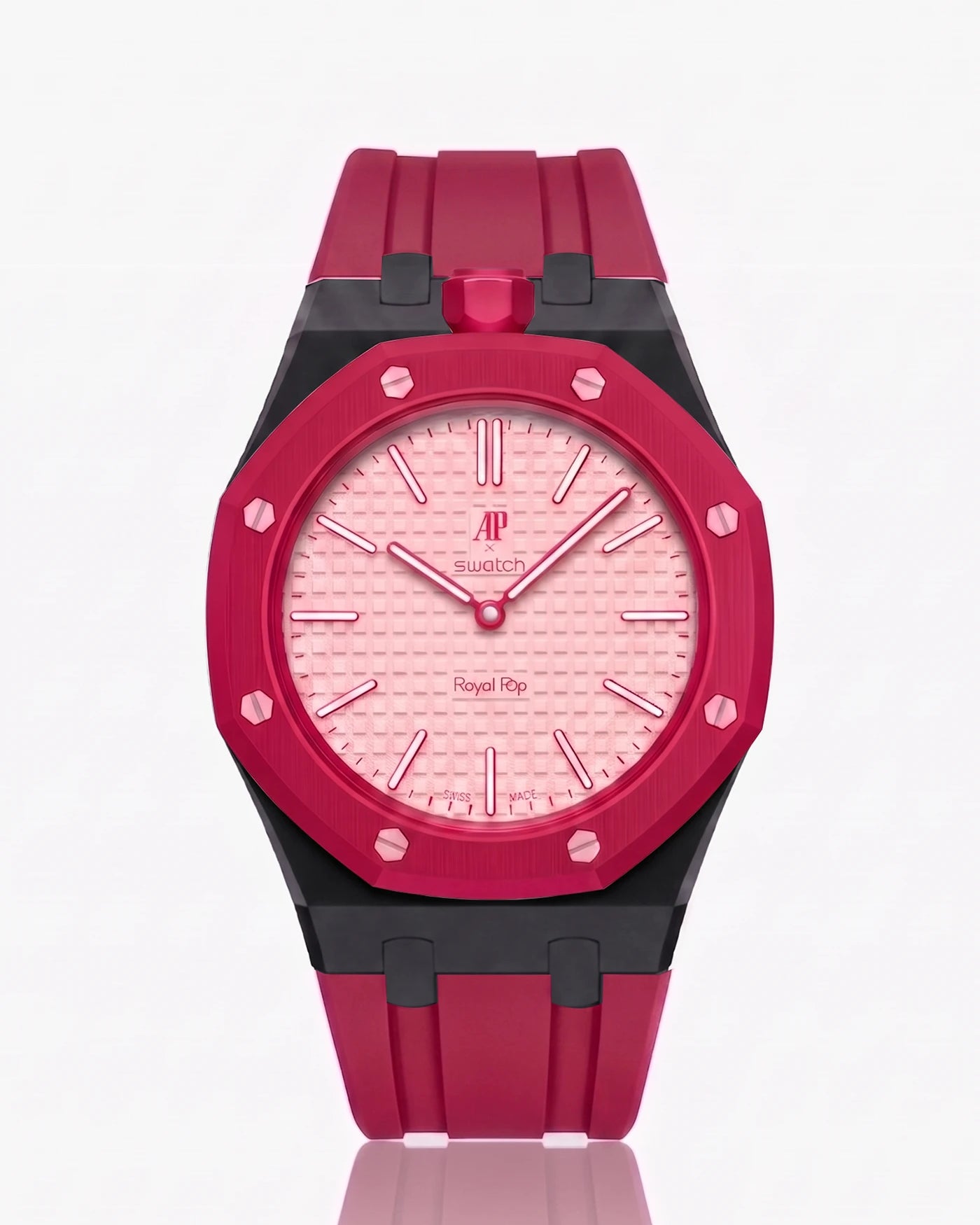 combo::black::rubber-strap-for-ap-x-swatch-royal-pop-dark-pink