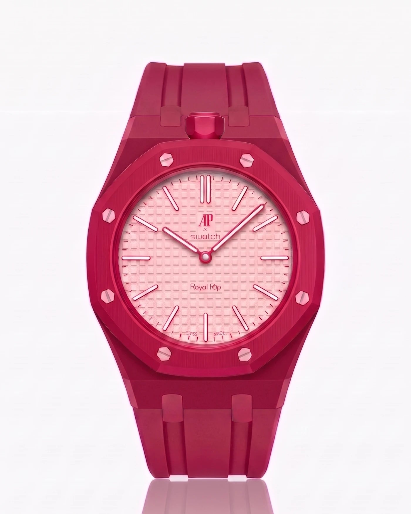 combo::dark-pink::rubber-strap-for-ap-x-swatch-royal-pop-dark-pink
