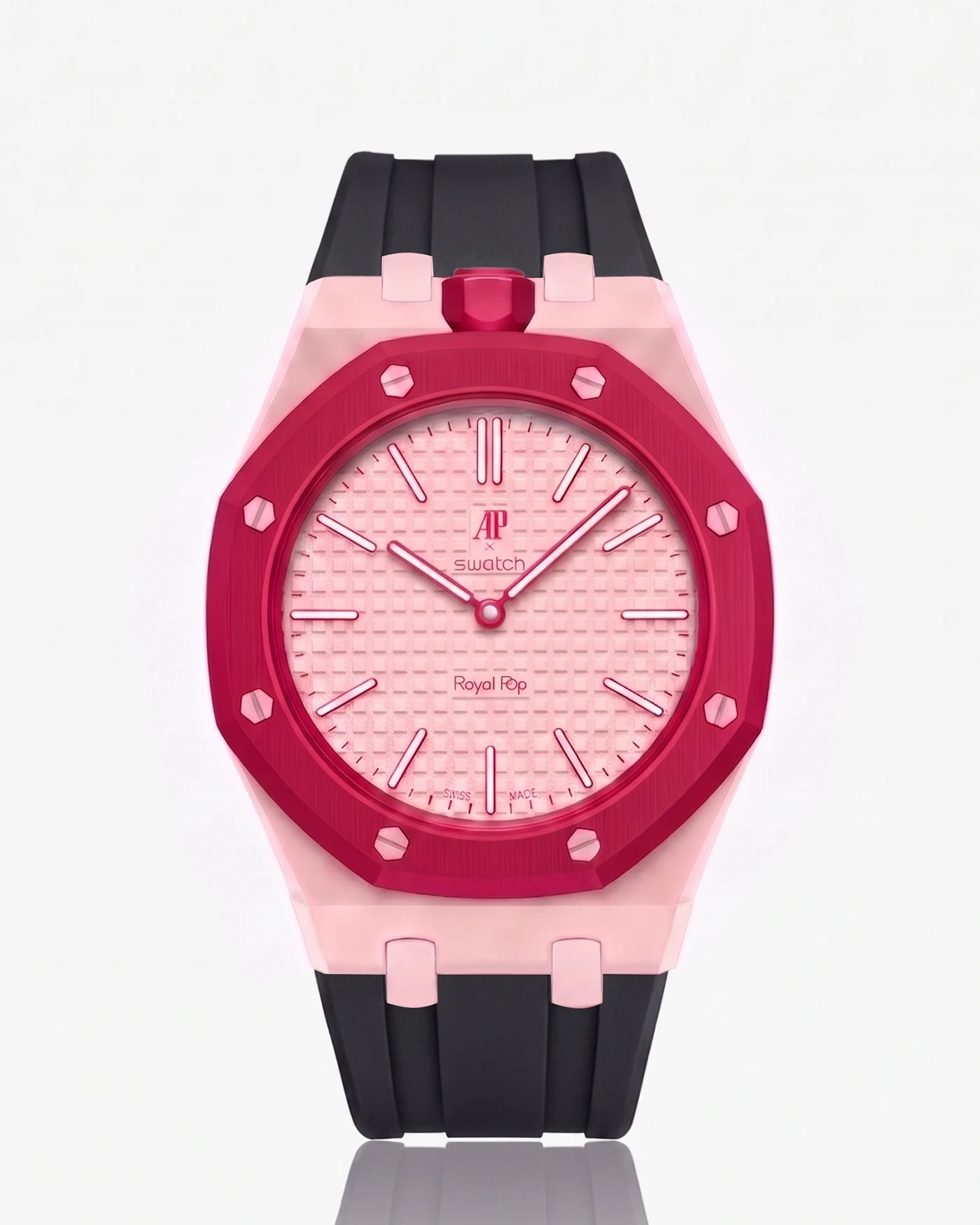 combo::pink::rubber-strap-for-ap-x-swatch-royal-pop-black