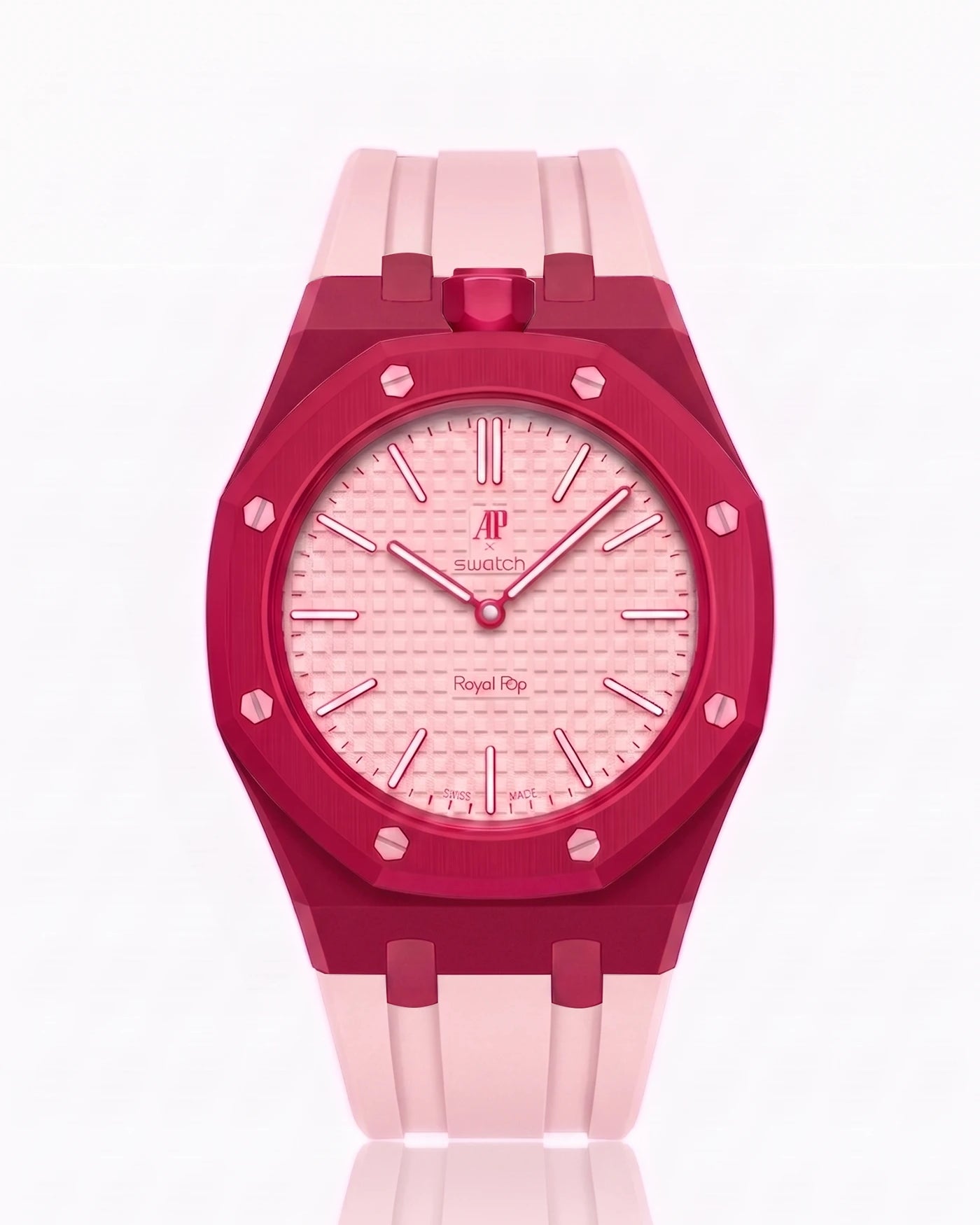 combo::dark-pink::rubber-strap-for-ap-x-swatch-royal-pop-pink