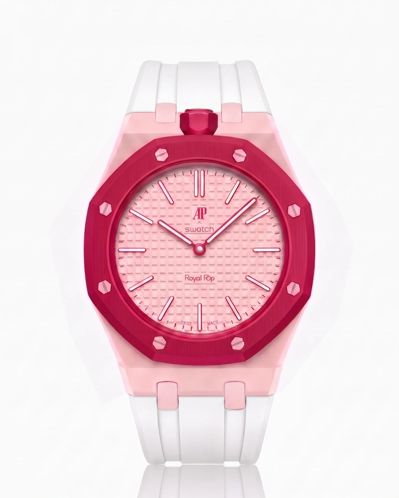 combo::pink::rubber-strap-for-ap-x-swatch-royal-pop-white