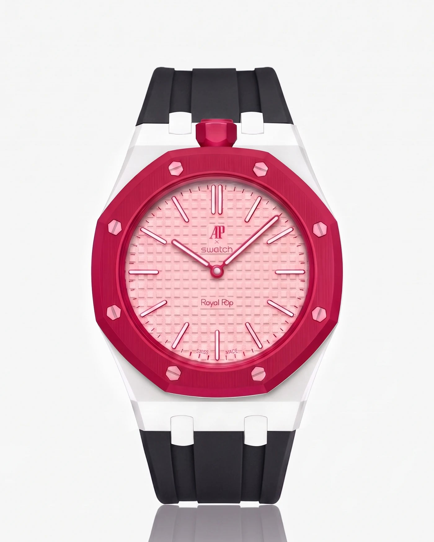 combo::white::rubber-strap-for-ap-x-swatch-royal-pop-black