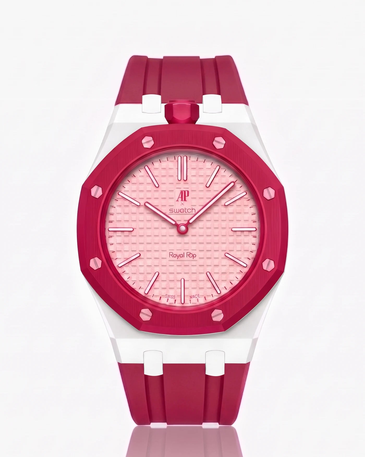 combo::white::rubber-strap-for-ap-x-swatch-royal-pop-dark-pink