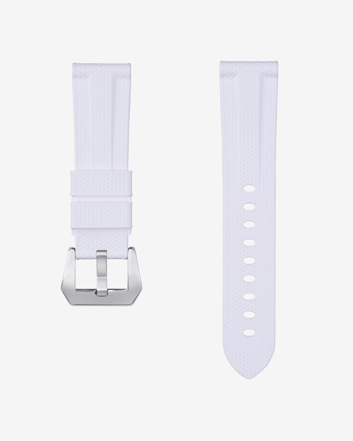 Replacement White Rubber Strap for Panerai Watches – High-quality 24mm uhrenband for Panerai Luminor and other models, offering a fresh, clean look in premium Swiss Made rubber. Ideal for both sport and elegance, this white klockarmband provides a versatile alternative to traditional straps, enhancing the aesthetic appeal of Panerai’s iconic models, with durability and comfort that cater to both formal and active wear.
