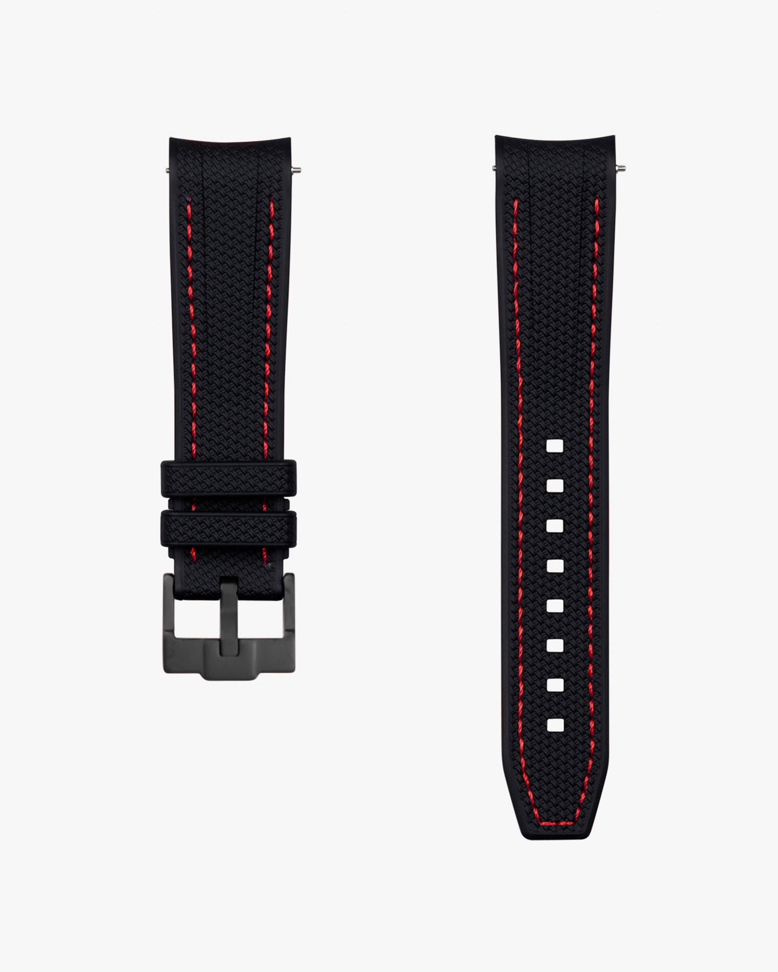 vertech black & red stitches rubber strap for omega swatch moonswatch