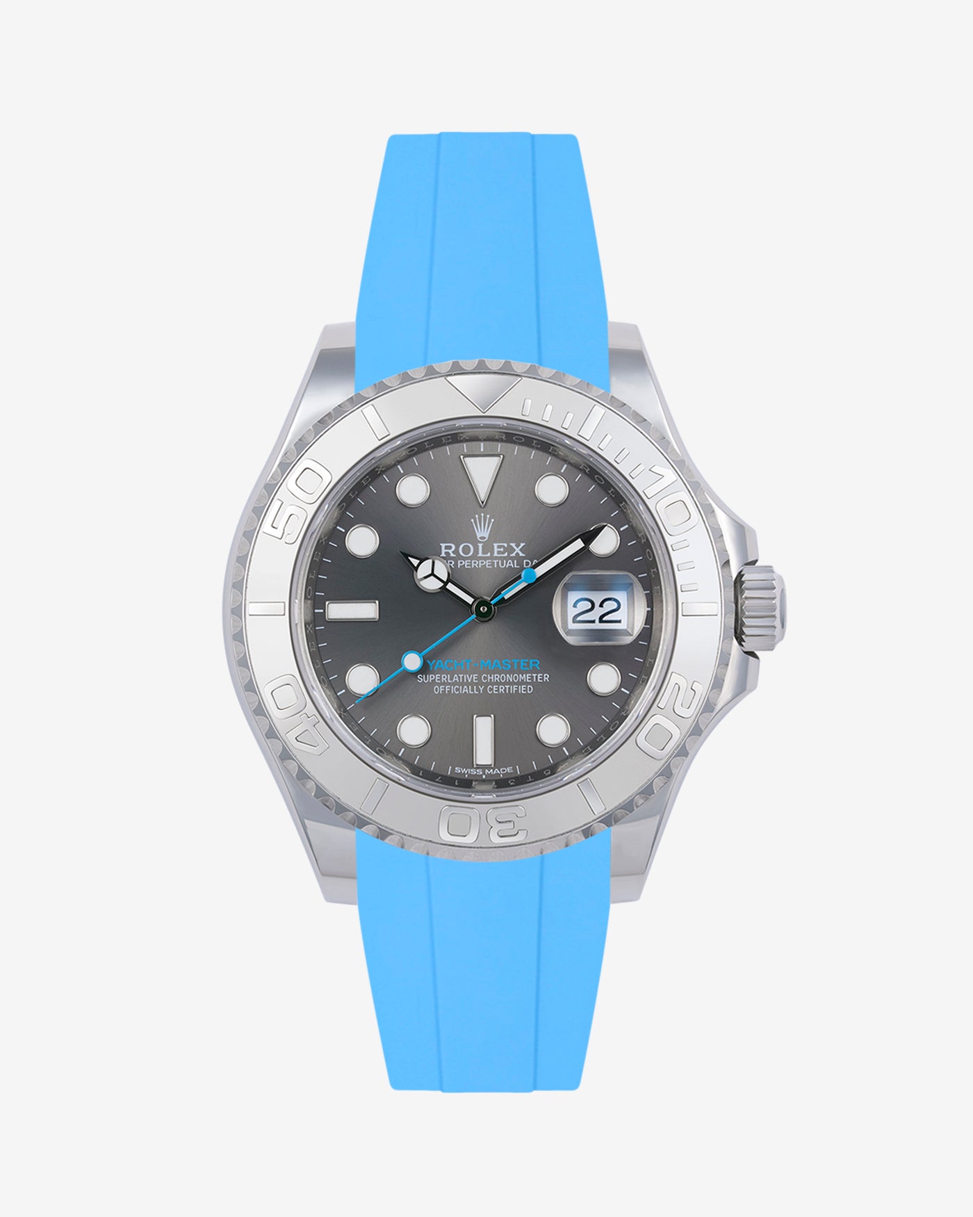 Wristbuddys Wristbuddy Klockarmband klockband rubberstrap rubber strap black svart black buckle clasp integrated premium rubber rubber straps integrated yacht-master 2 YM40 YM 2 rolex yachtamster 2 116622 yachmaster rolex blue dial grey dial Watch Strap watch band klockarmband uhrenband uhranarmband