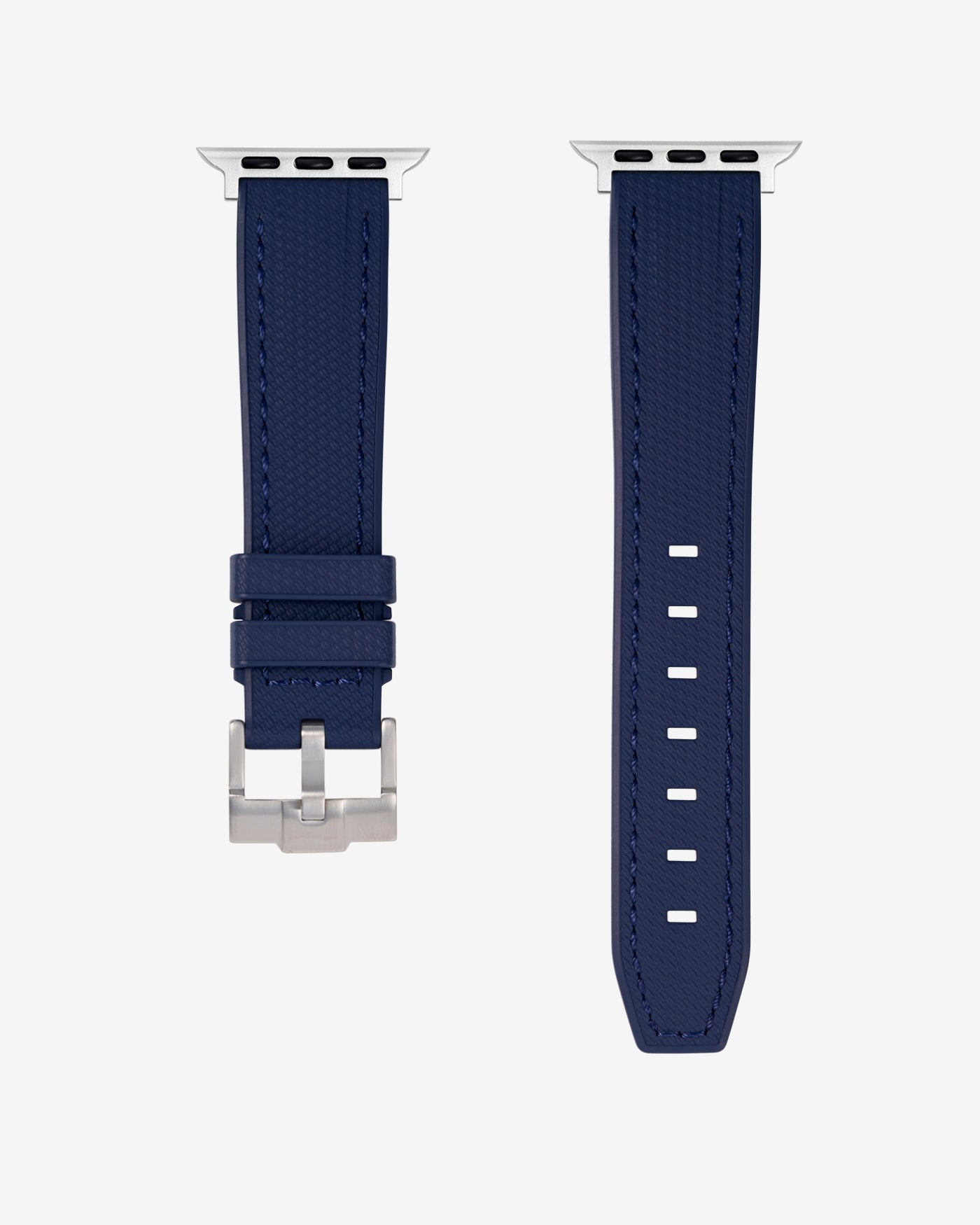 Navy Blue Rubber Apple Watch Band shown in detail