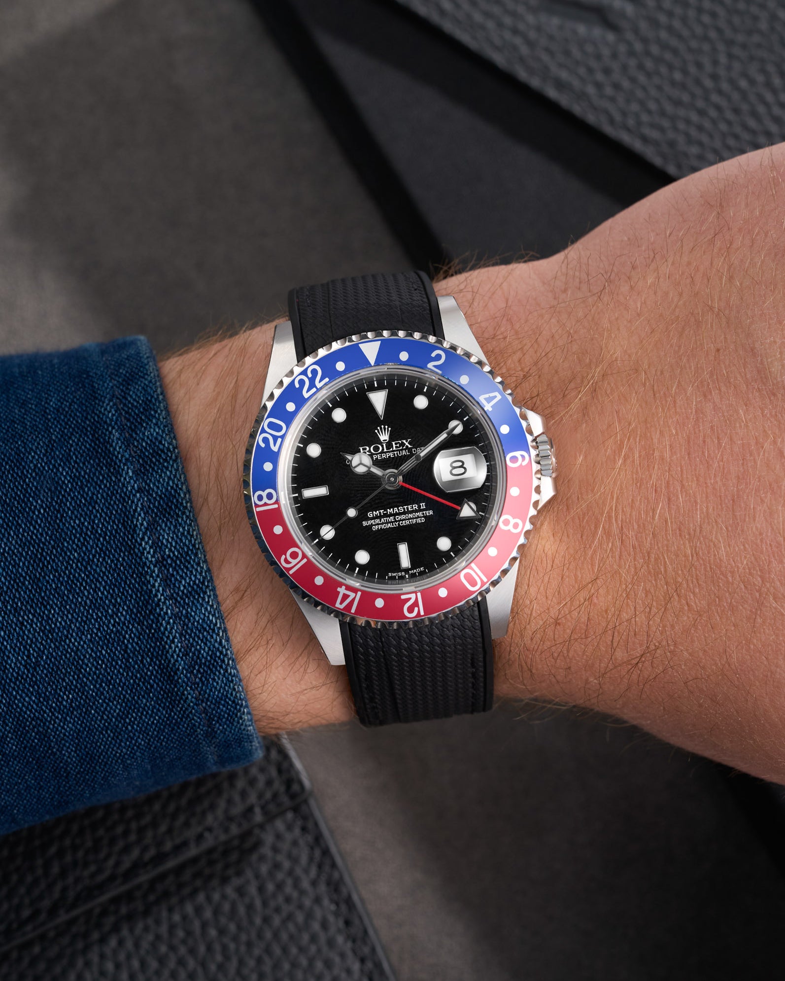 Wristbuddys Wristbuddy Klockarmband klockband rubberstrap rubber strap black svart black buckle clasp integrated premium rubber rubber straps integrated Watch Strap watch band klockarmband uhrenband uhranarmband Rolex GMT Master 2 II 16710 pepsi blue red 116710