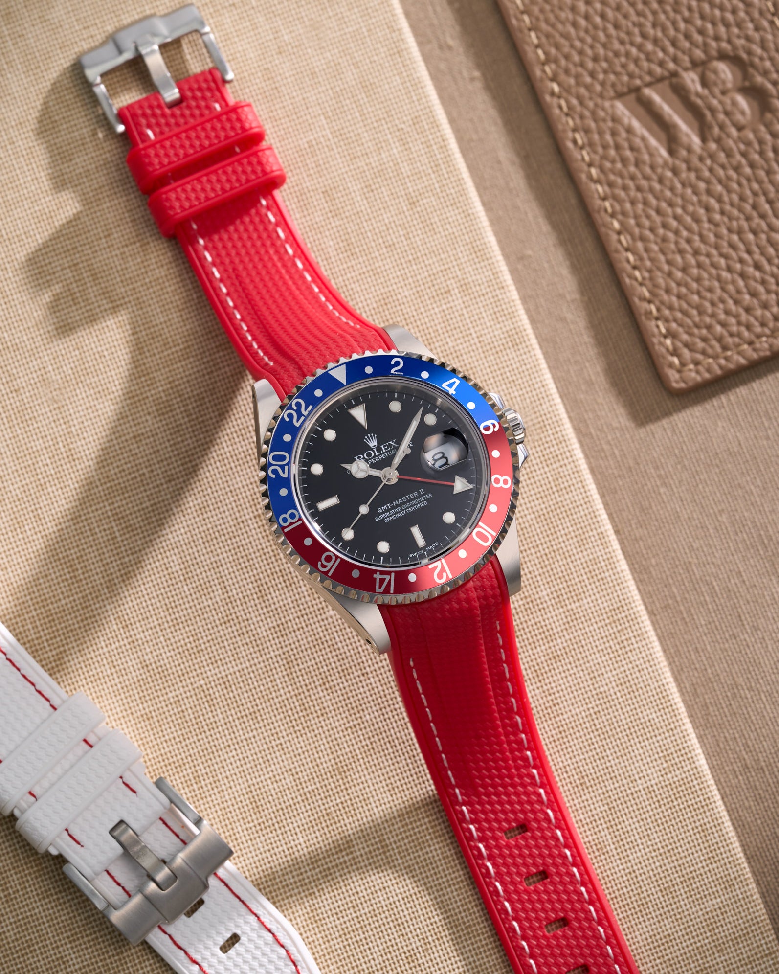 Wristbuddys Wristbuddy Klockarmband klockband rubberstrap rubber strap black svart black buckle clasp integrated premium rubber rubber straps integrated Watch Strap watch band klockarmband uhrenband uhranarmband Rolex GMT Master 2 II 16710 pepsi blue red 116710