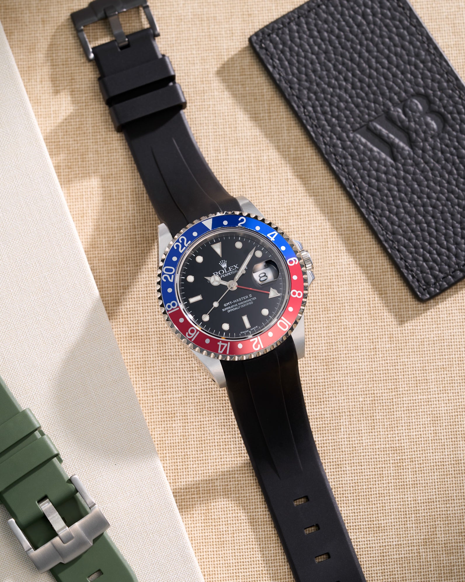 Wristbuddys Wristbuddy Klockarmband klockband rubberstrap rubber strap black svart black buckle clasp integrated premium rubber rubber straps integrated Watch Strap watch band klockarmband uhrenband uhranarmband Rolex GMT Master 2 II 16710 pepsi blue red 116710 FKM vulcanized strap