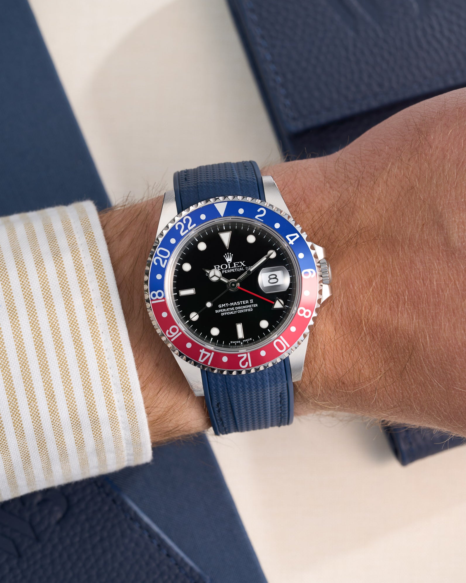 Wristbuddys Wristbuddy Klockarmband klockband rubberstrap rubber strap black svart black buckle clasp integrated premium rubber rubber straps integrated Watch Strap watch band klockarmband uhrenband uhranarmband Rolex GMT Master 2 II 16710 pepsi blue red 116710