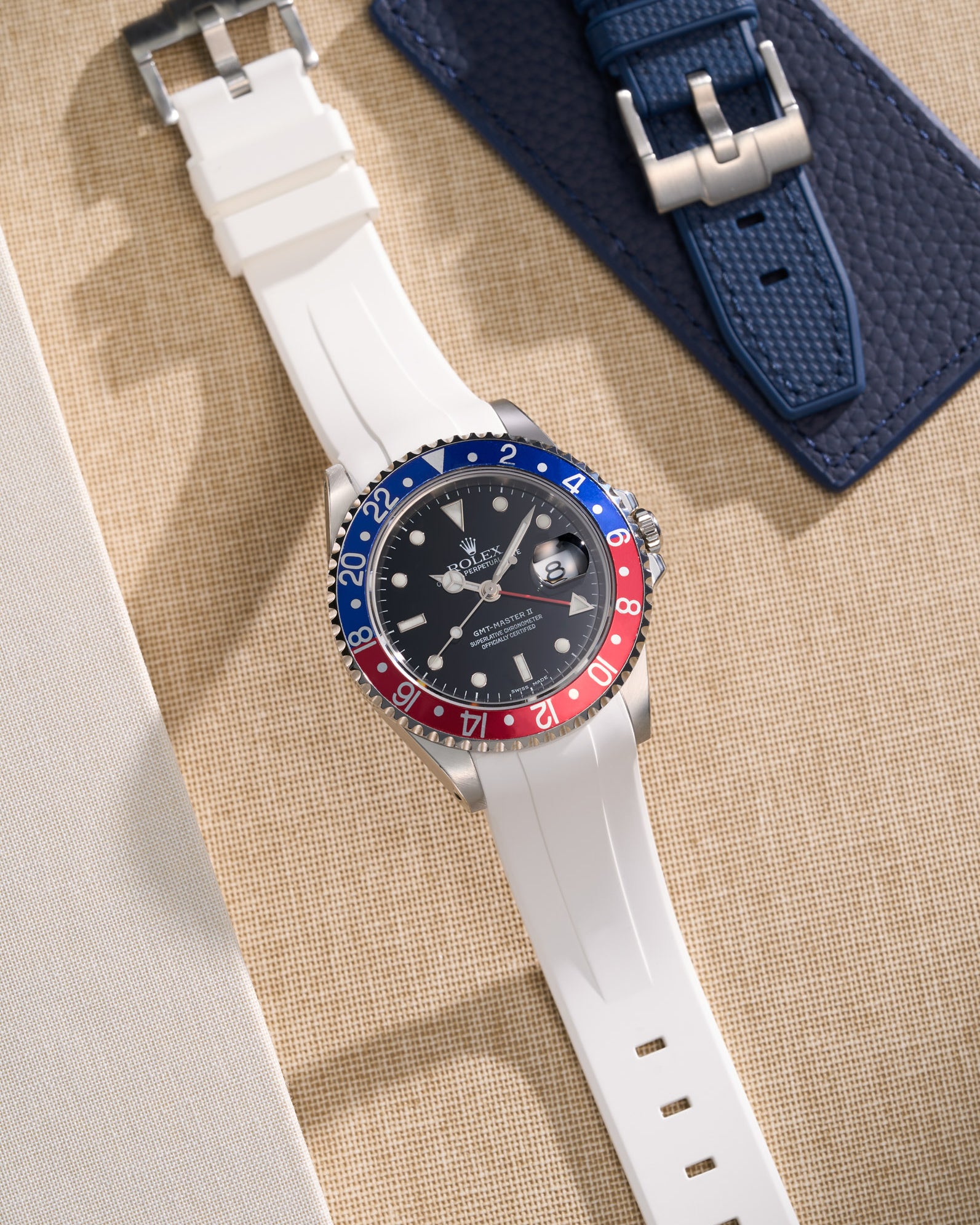 Wristbuddys Wristbuddy Klockarmband klockband rubberstrap rubber strap black svart black buckle clasp integrated premium rubber rubber straps integrated Watch Strap watch band klockarmband uhrenband uhranarmband Rolex GMT Master 2 II 16710 pepsi blue red 116710 FKM vulcanized strap
