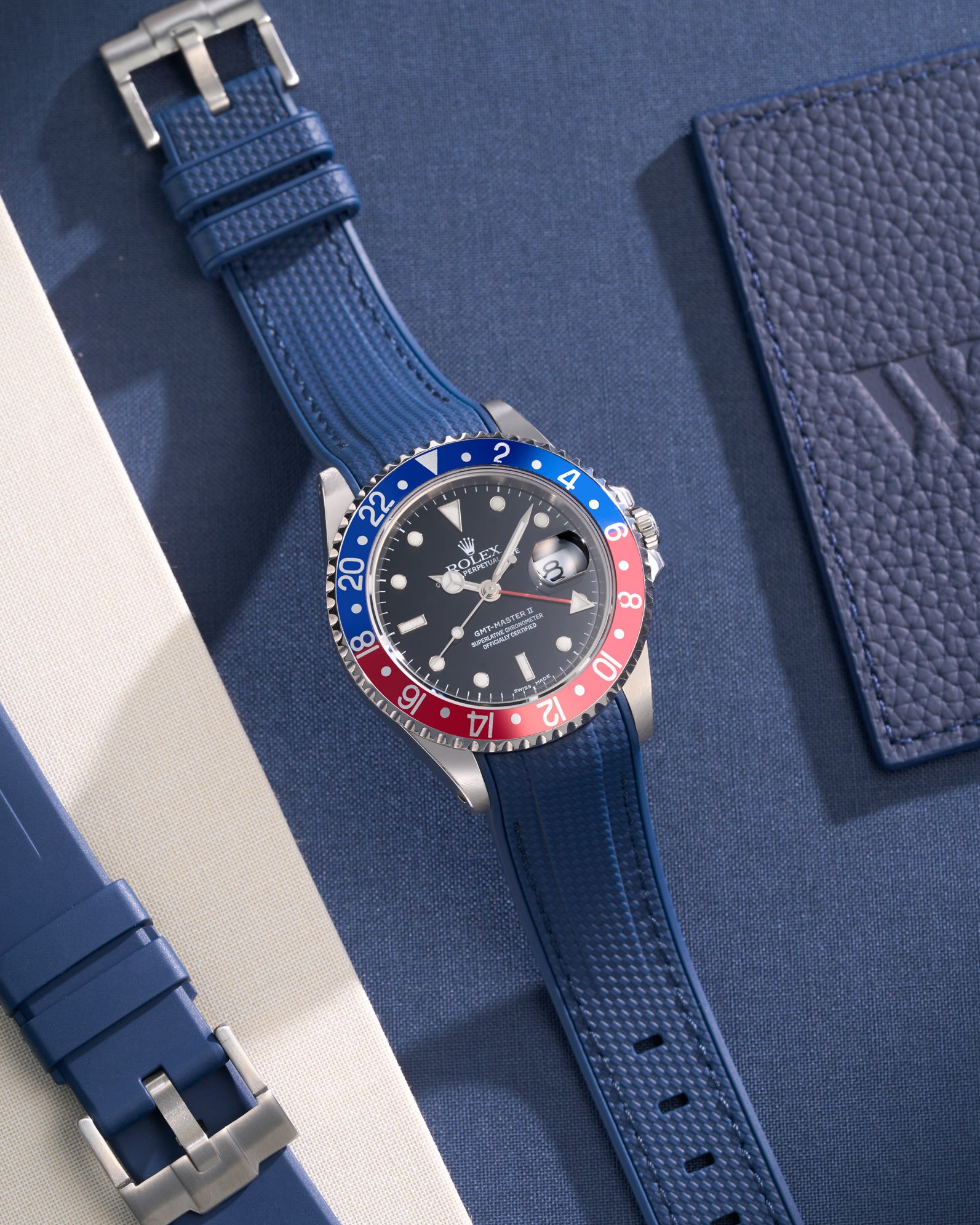 Wristbuddys Wristbuddy Klockarmband klockband rubberstrap rubber strap black svart black buckle clasp integrated premium rubber rubber straps integrated Watch Strap watch band klockarmband uhrenband uhranarmband Rolex GMT Master 2 II 16710 pepsi blue red 116710