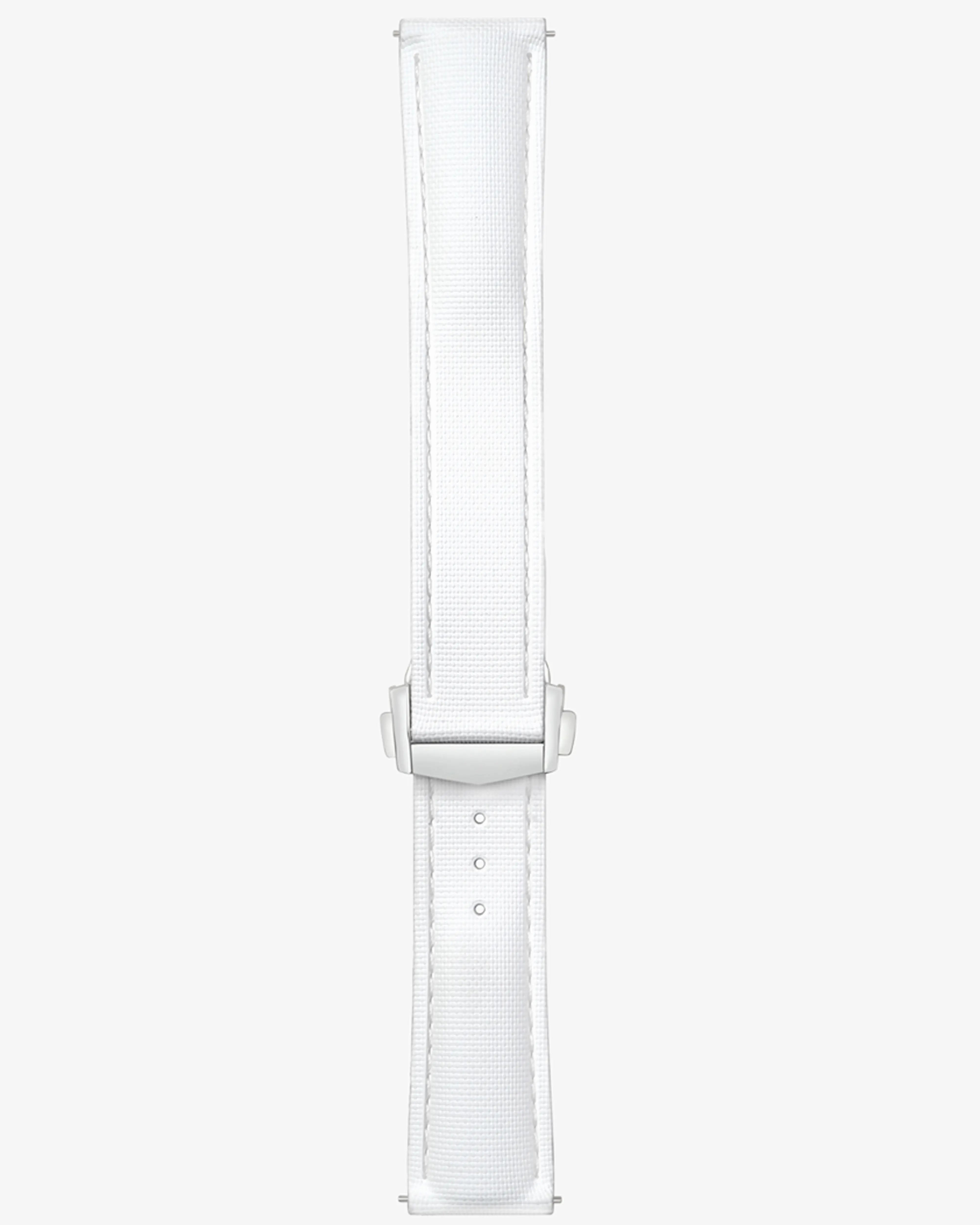 White Sailcloth FKM Rubber Strap With Deployant Clasp, product image