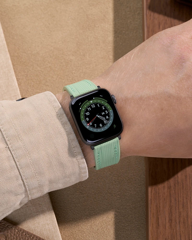 Verde Rubber Apple Watch Band on wrist  – secure and adjustable
