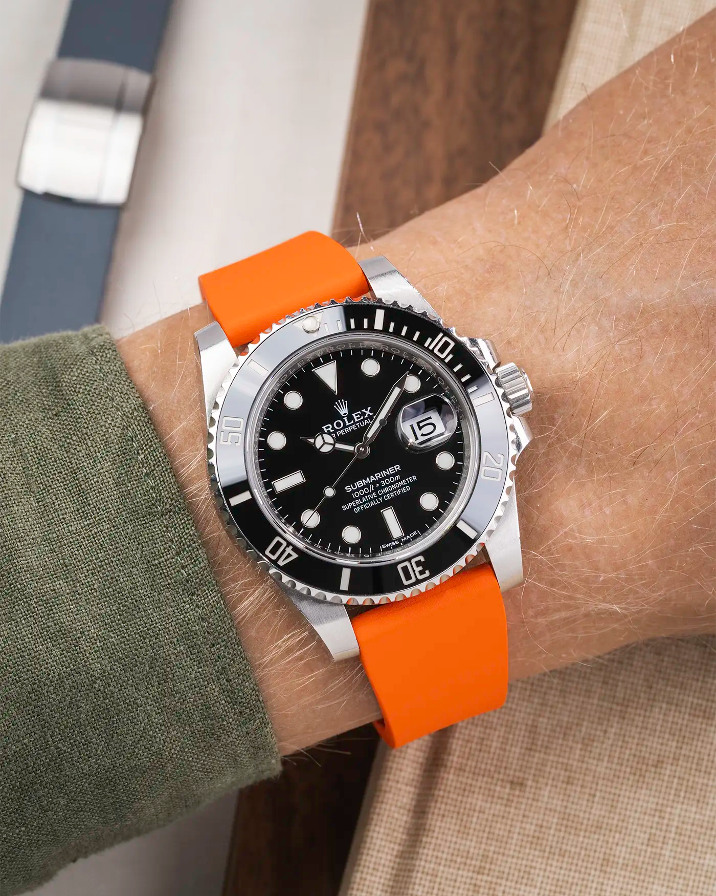 wrist shot with the orange CTS FKM Rubber Strap 19-22mm